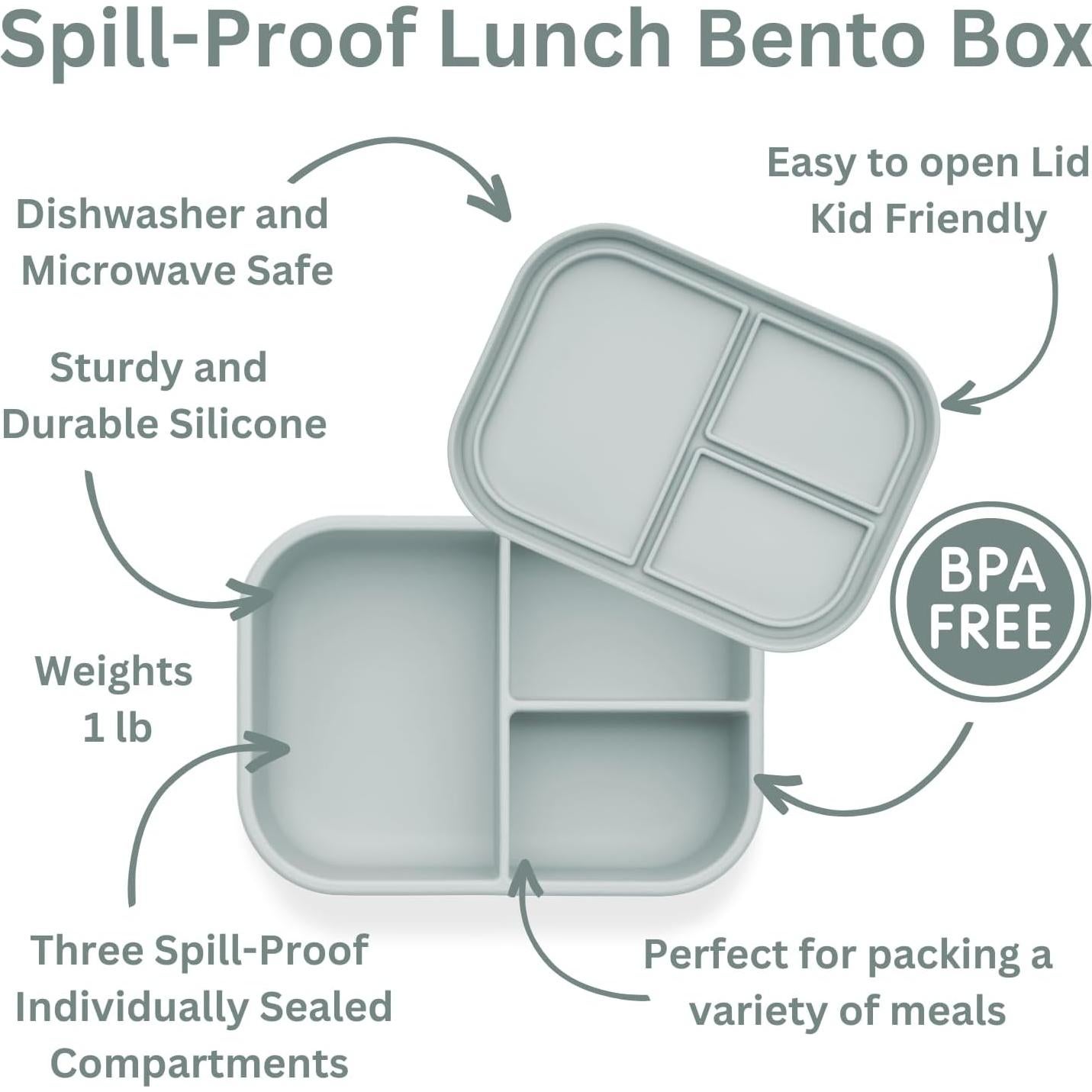 Caja Bento de Silicona AliOli Azul 3 Compartimentos 946 ml