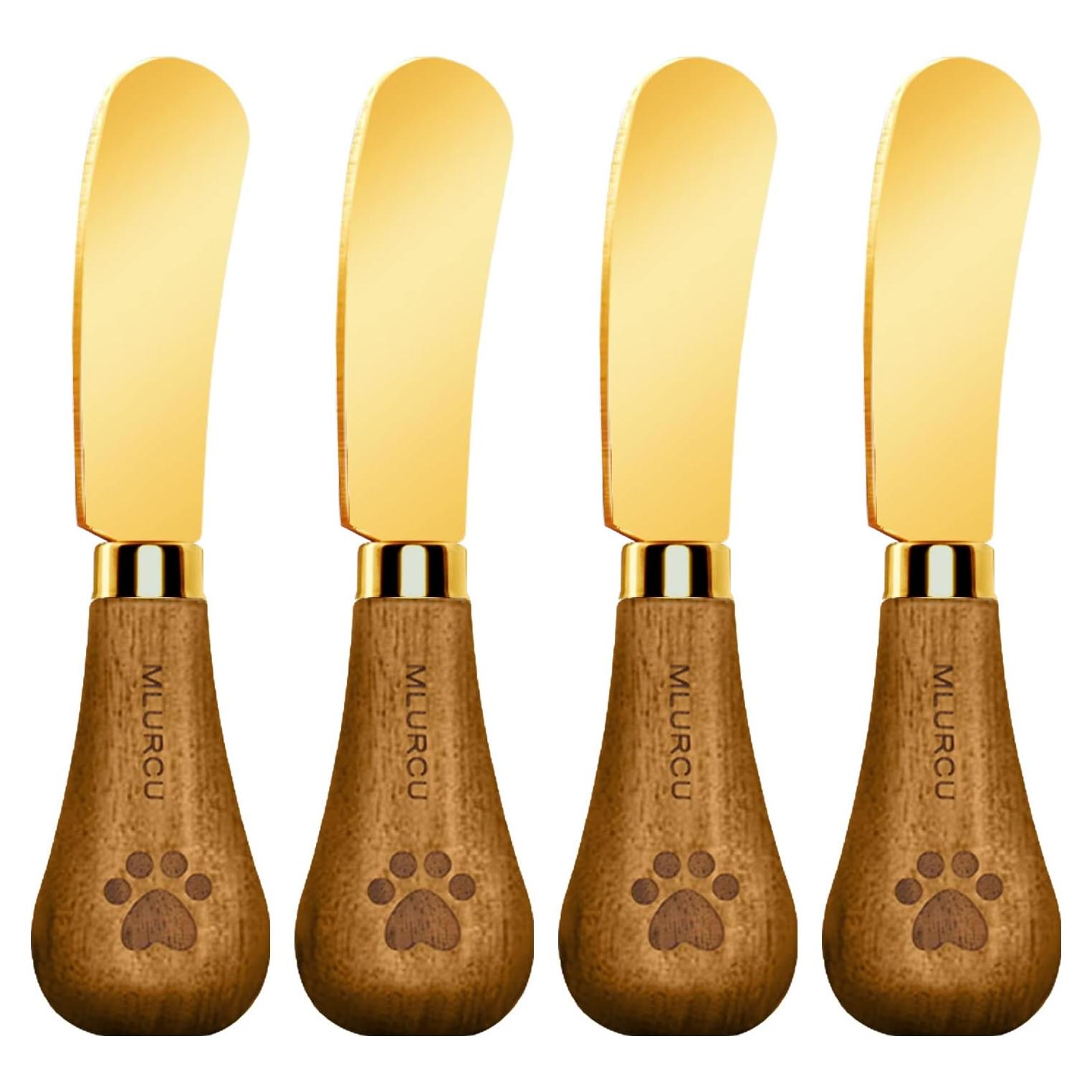Juego de 4 cuchillos esparcidores de mantequilla Mlurcu oro