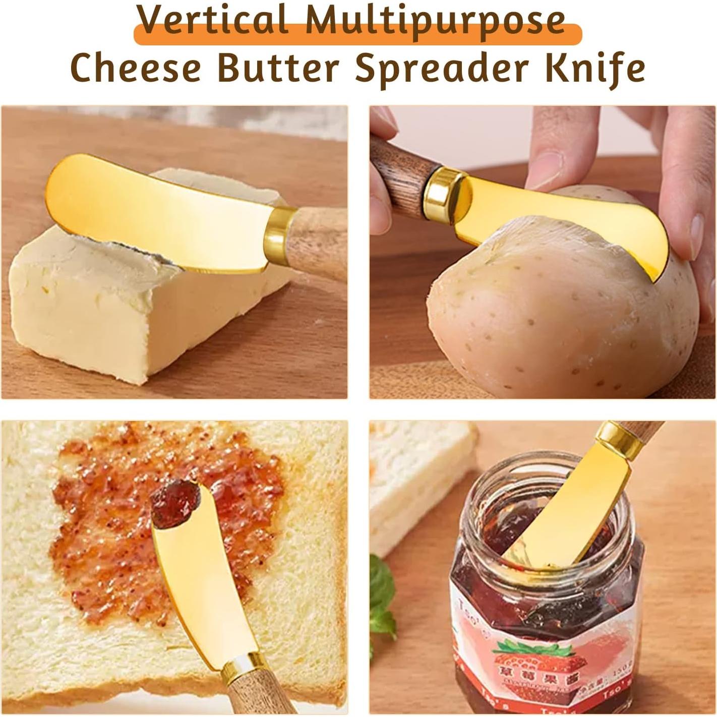 Juego de 4 cuchillos esparcidores de mantequilla Mlurcu oro