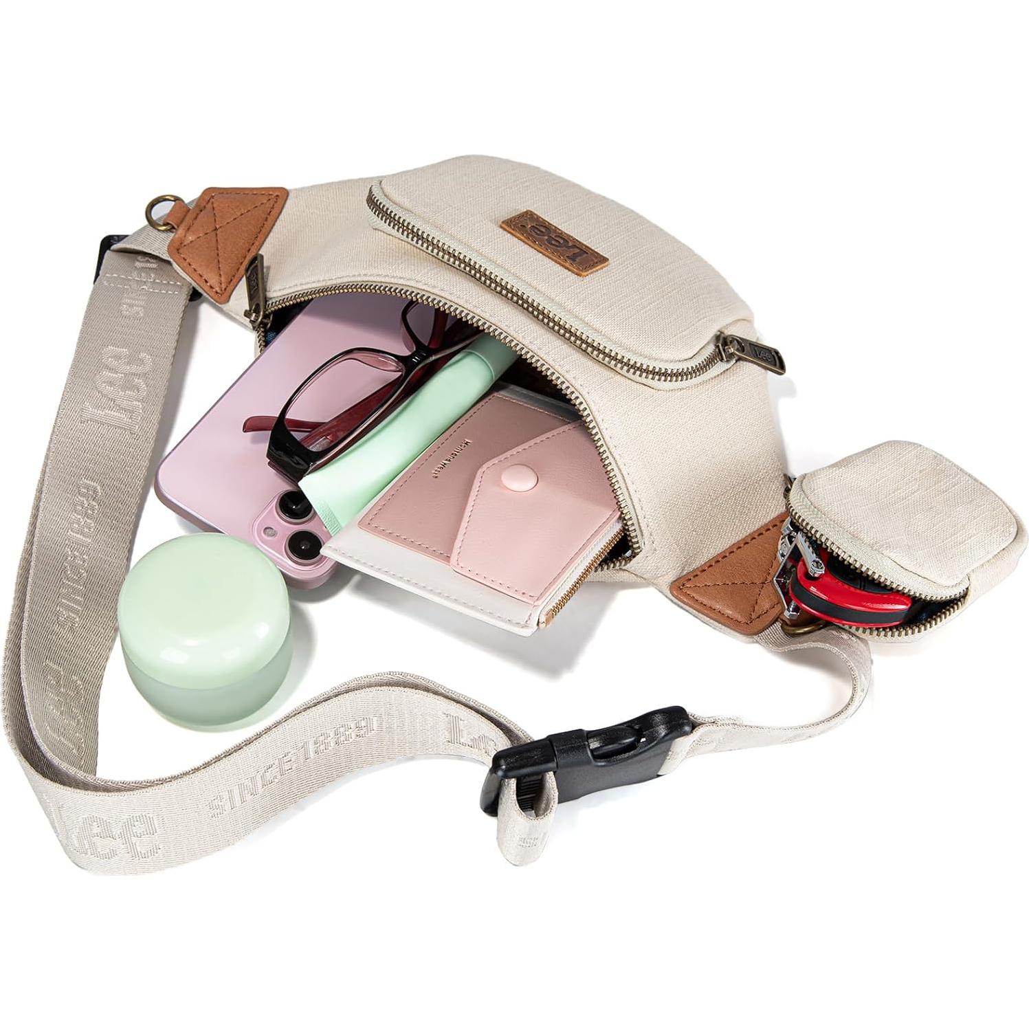 Mochila de Cintura Montana West Lee Beige 31.75x8.89x15.24cm