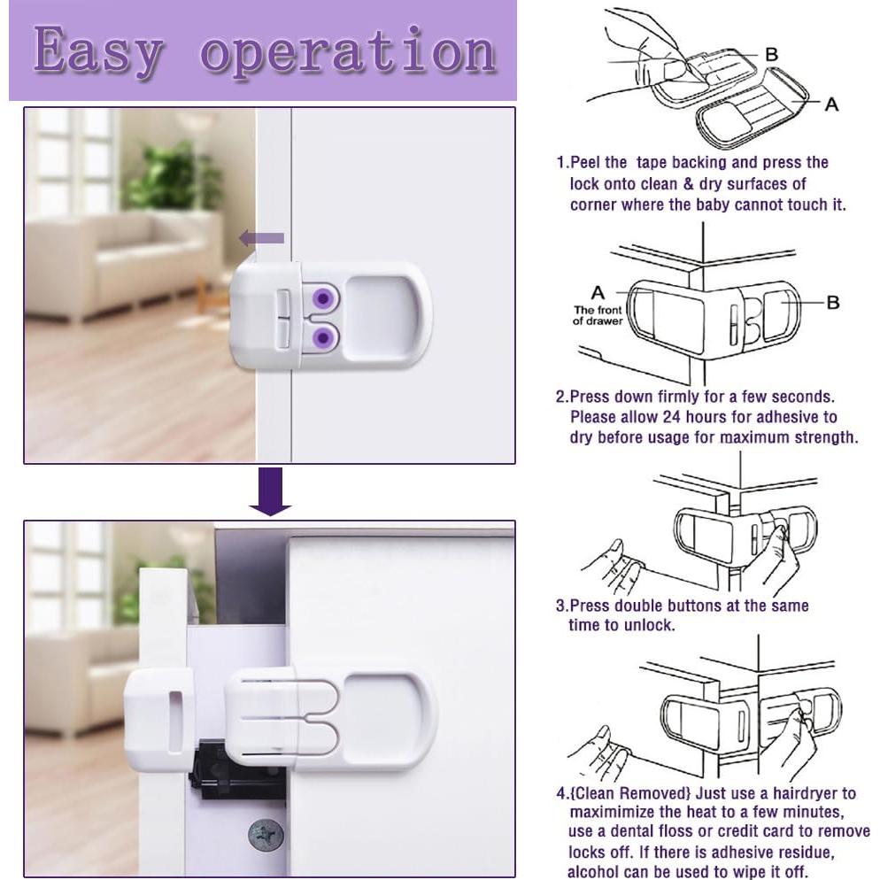 4 Cerraduras de Seguridad para Cajones DHinkyoung - Niños