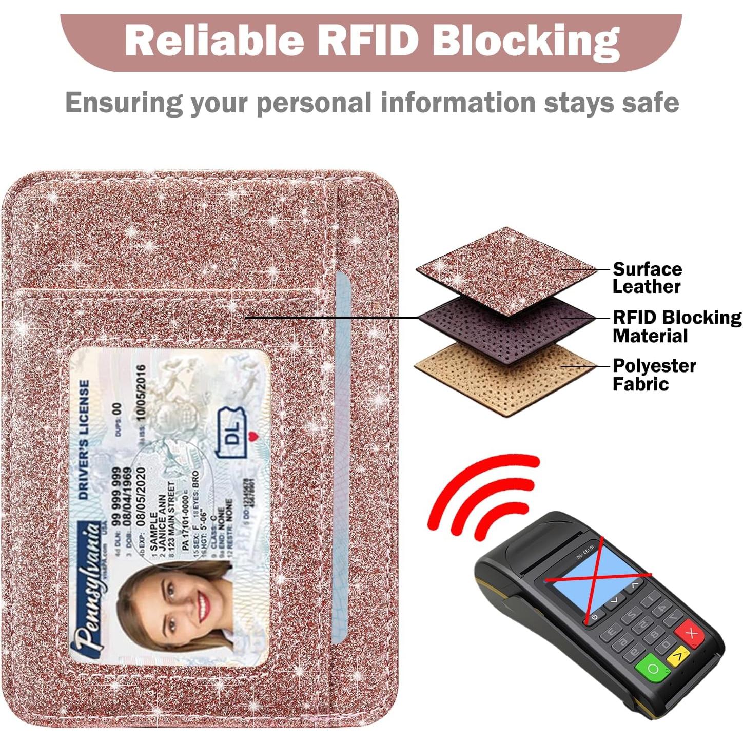 Cartera Portatarjetas HOTCOOL Rosa Brillante con Bloqueo RFID