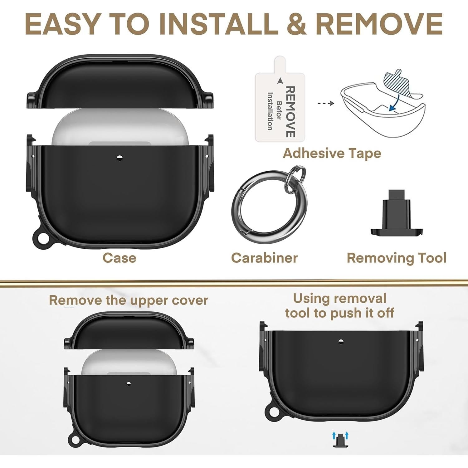 Funda Protectora Dura Maxjoy para AirPods 4 - Negro