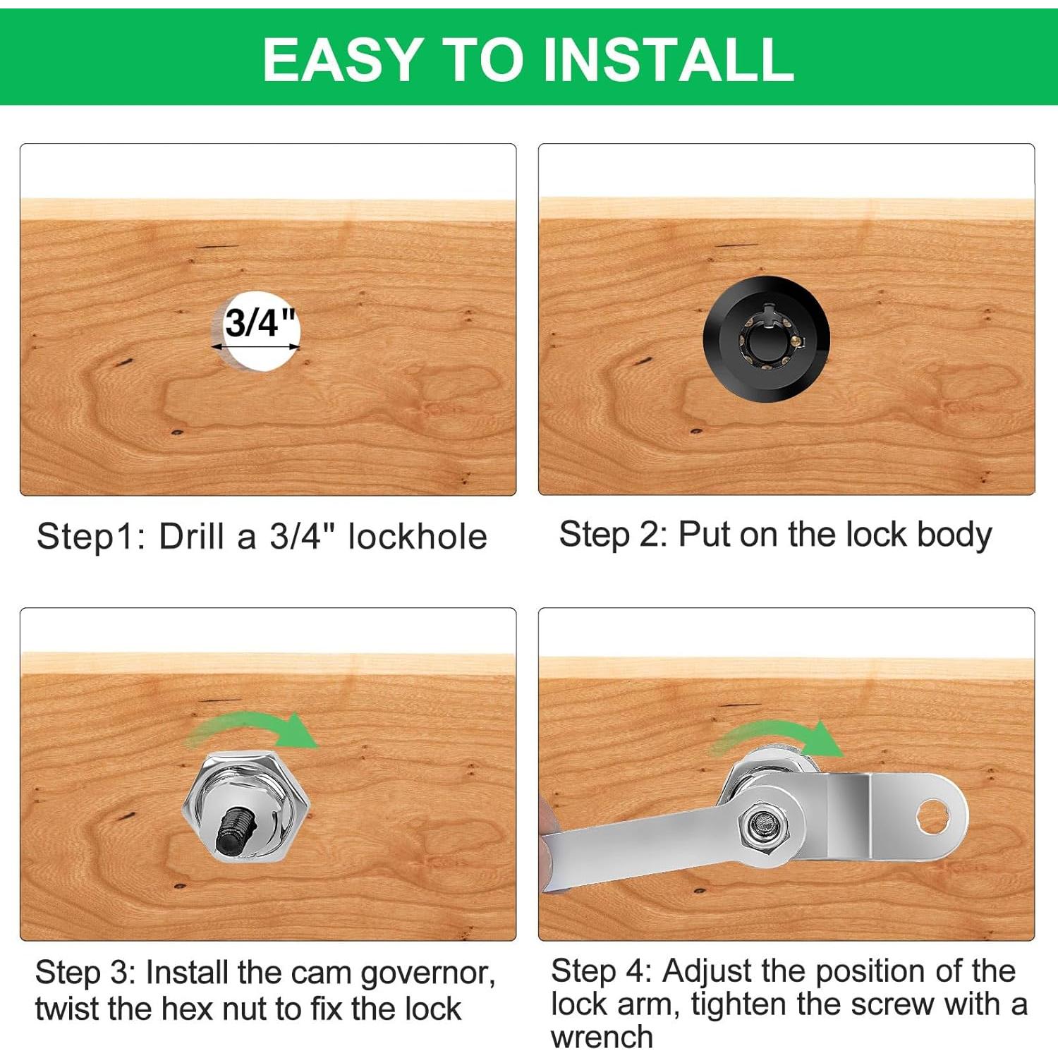 Cerraduras de Gabinete Cylinnda 1" con Llaves Iguales - 10 Paquete