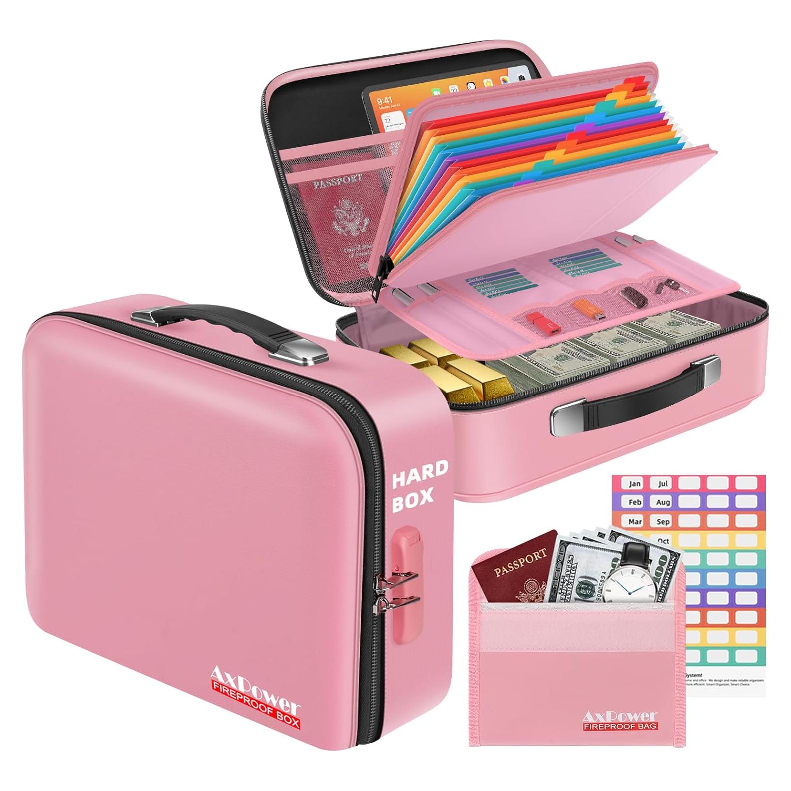 Caja de Documentos a Prueba de Fuego AxPower Rosa 38x28x13cm