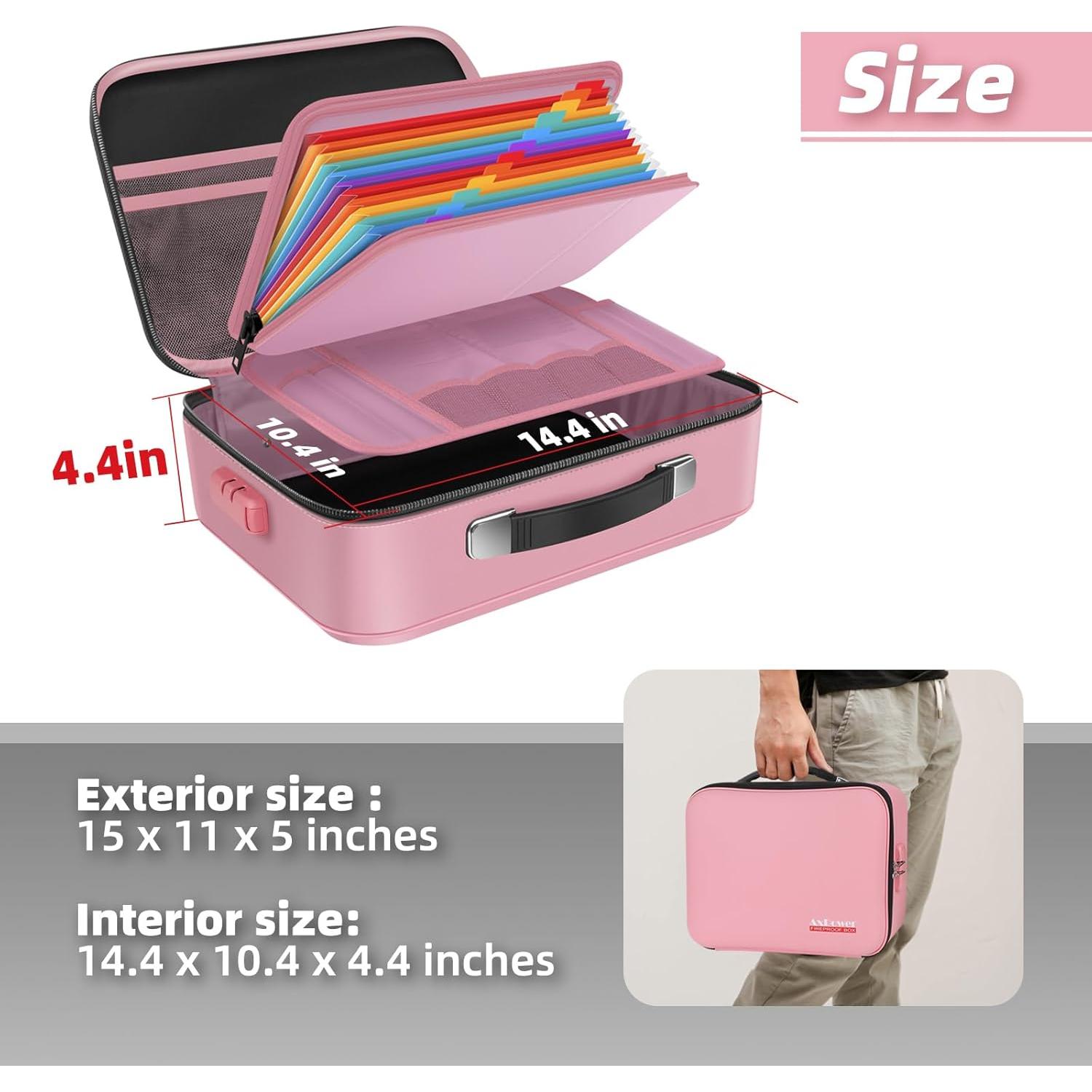 Caja de Documentos a Prueba de Fuego AxPower Rosa 38x28x13cm