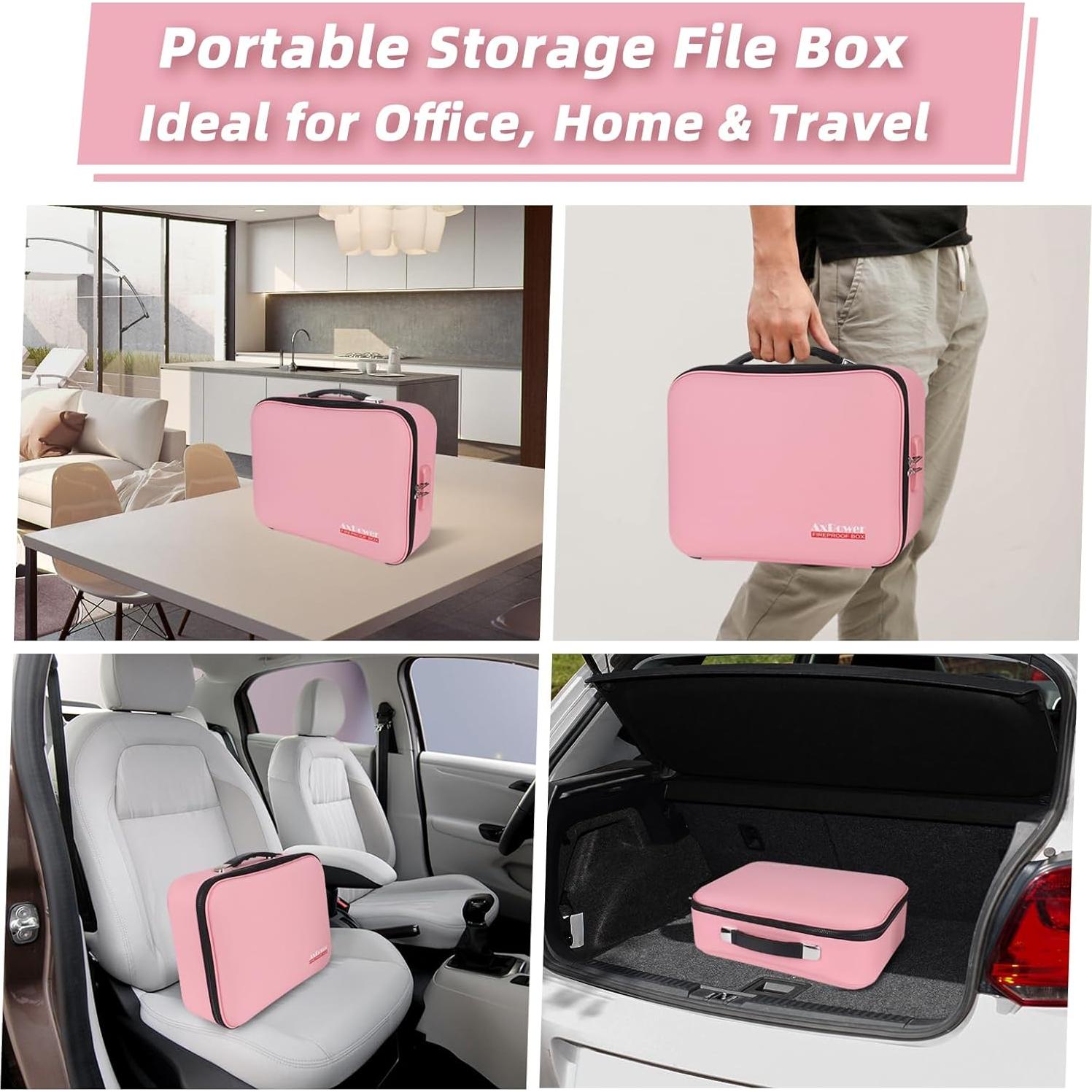 Caja de Documentos a Prueba de Fuego AxPower Rosa 38x28x13cm