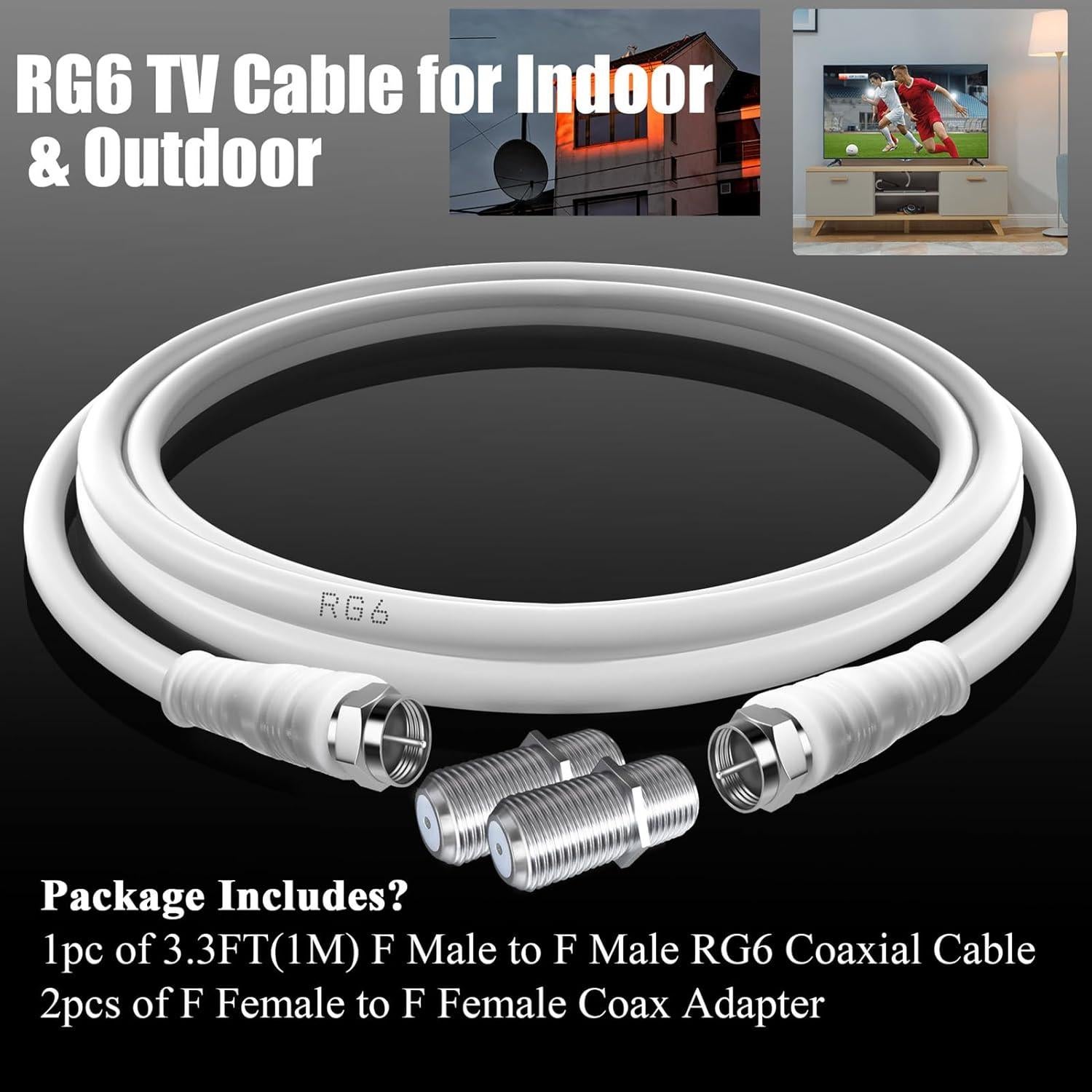 Cable Coaxial RG6 TUOLNK 1M F Macho a Macho 75 Ohm