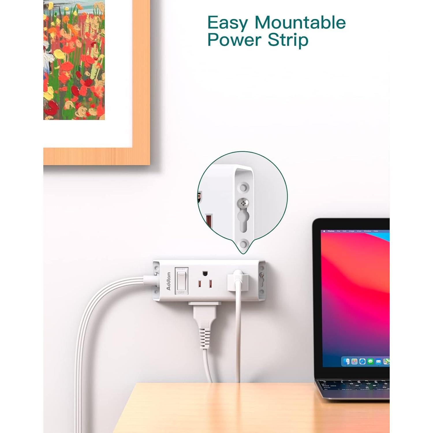 Regleta de Enchufes Addtam 1 ft 6 Salidas Ultra Plano