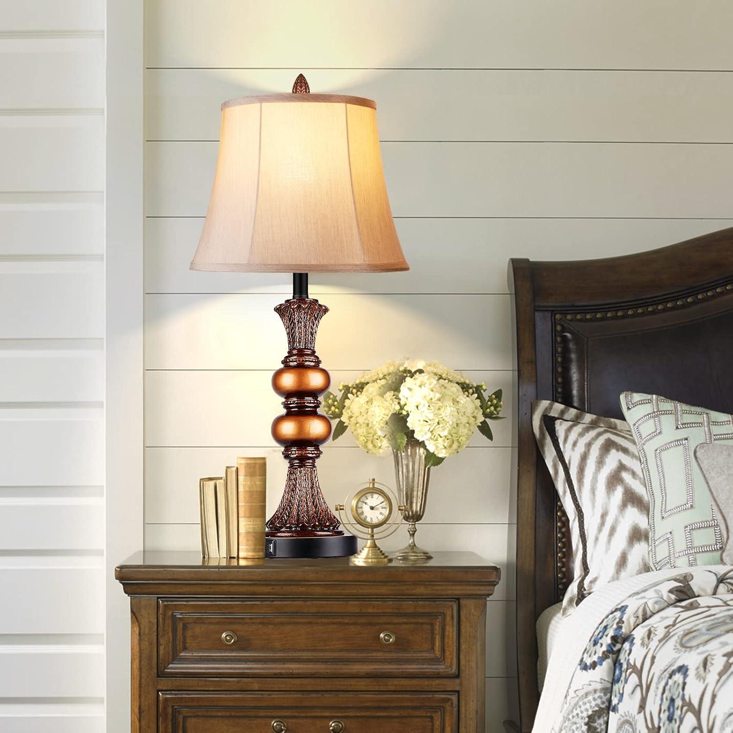 Juego de 2 Lámparas de Mesa PARTPHONER Táctil 68.58 cm Bronce