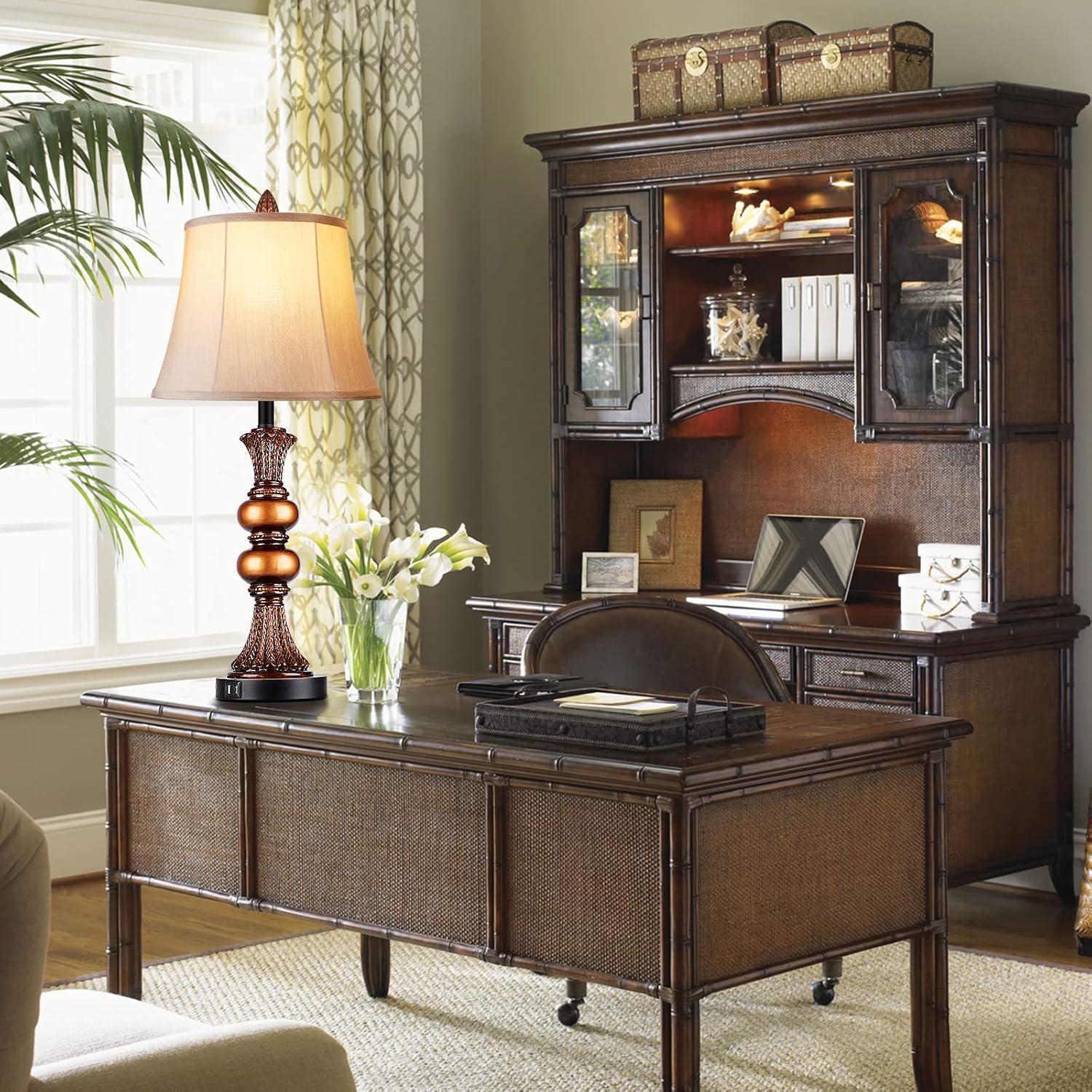 Juego de 2 Lámparas de Mesa PARTPHONER Táctil 68.58 cm Bronce