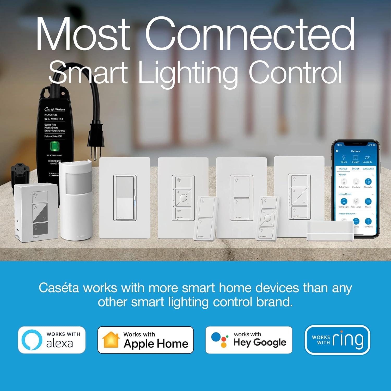 Kit de Iluminación Inteligente Lutron Caseta con Hub y 2 Reguladores