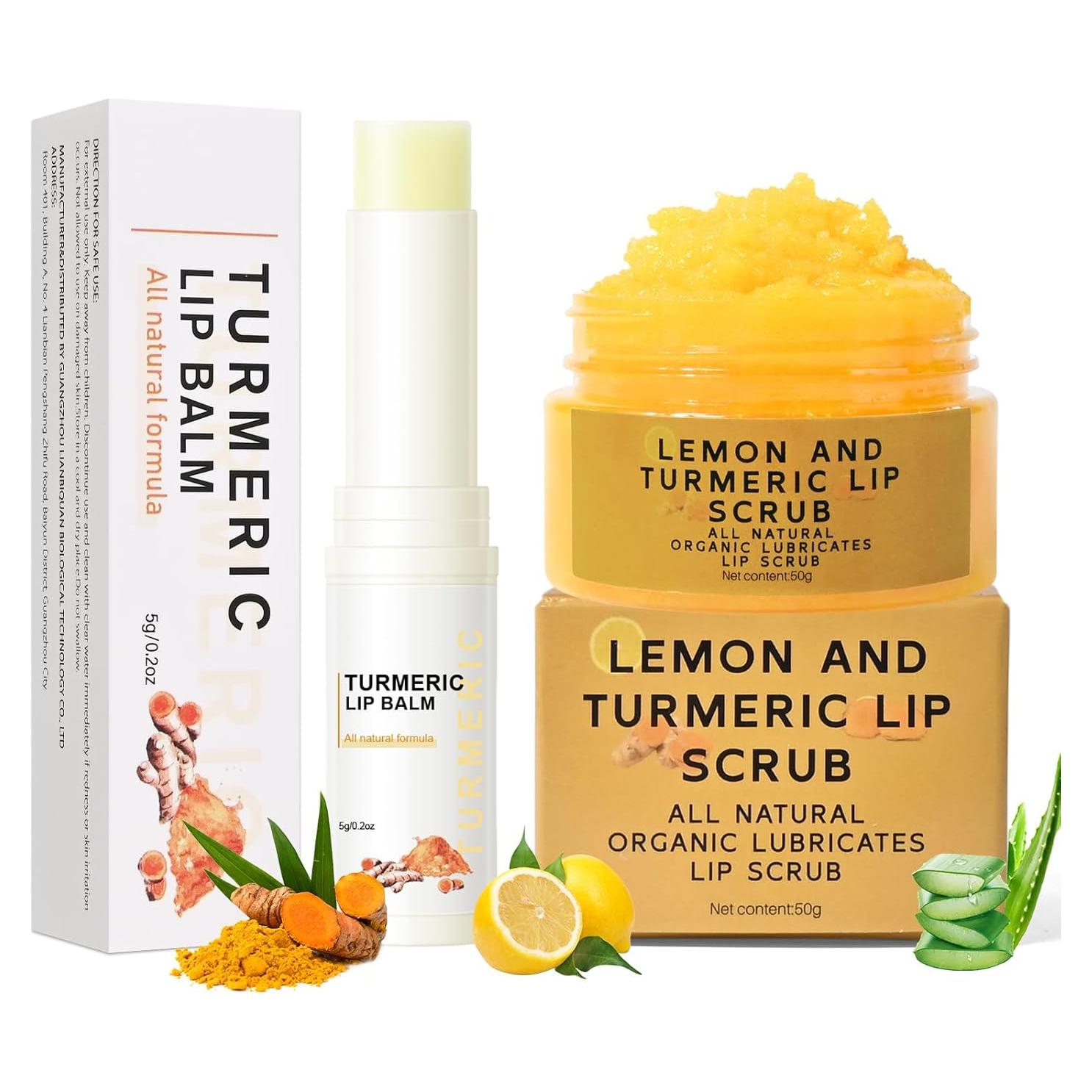 Kit de Tratamiento Labial FREEORR con Cúrcuma - Exfoliante y Bálsamo