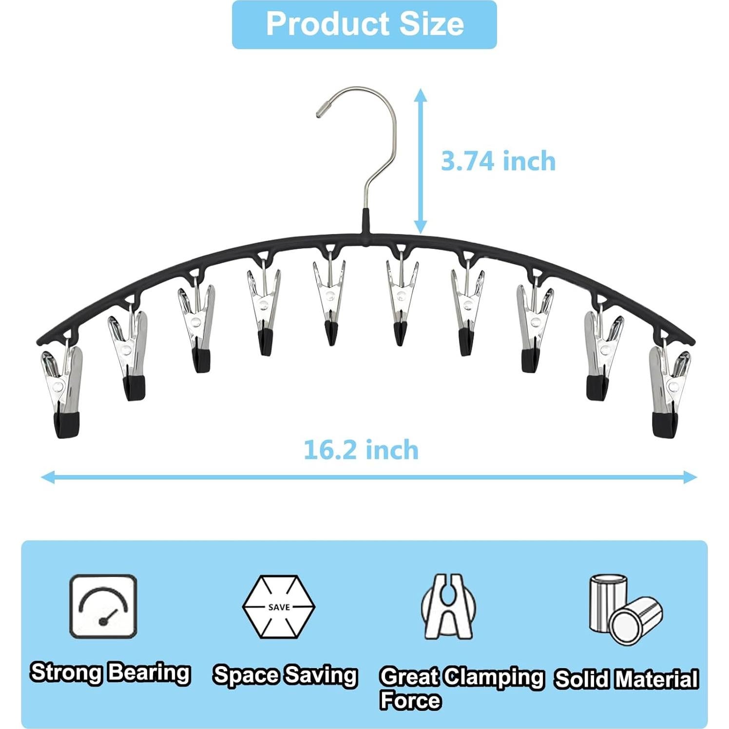 Organizador de Pantalones Sylroal con 10 Clips - 2 Paquetes Negro