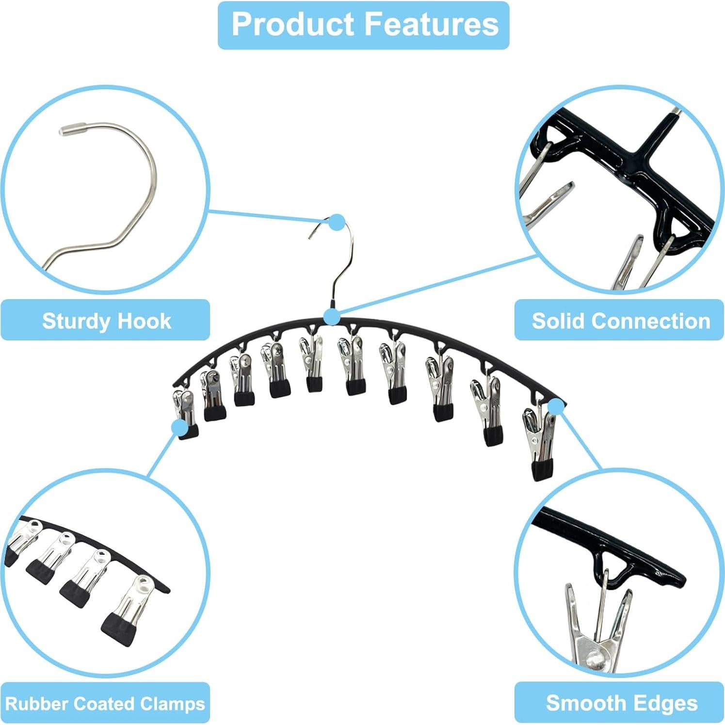 Organizador de Pantalones Sylroal con 10 Clips - 2 Paquetes Negro