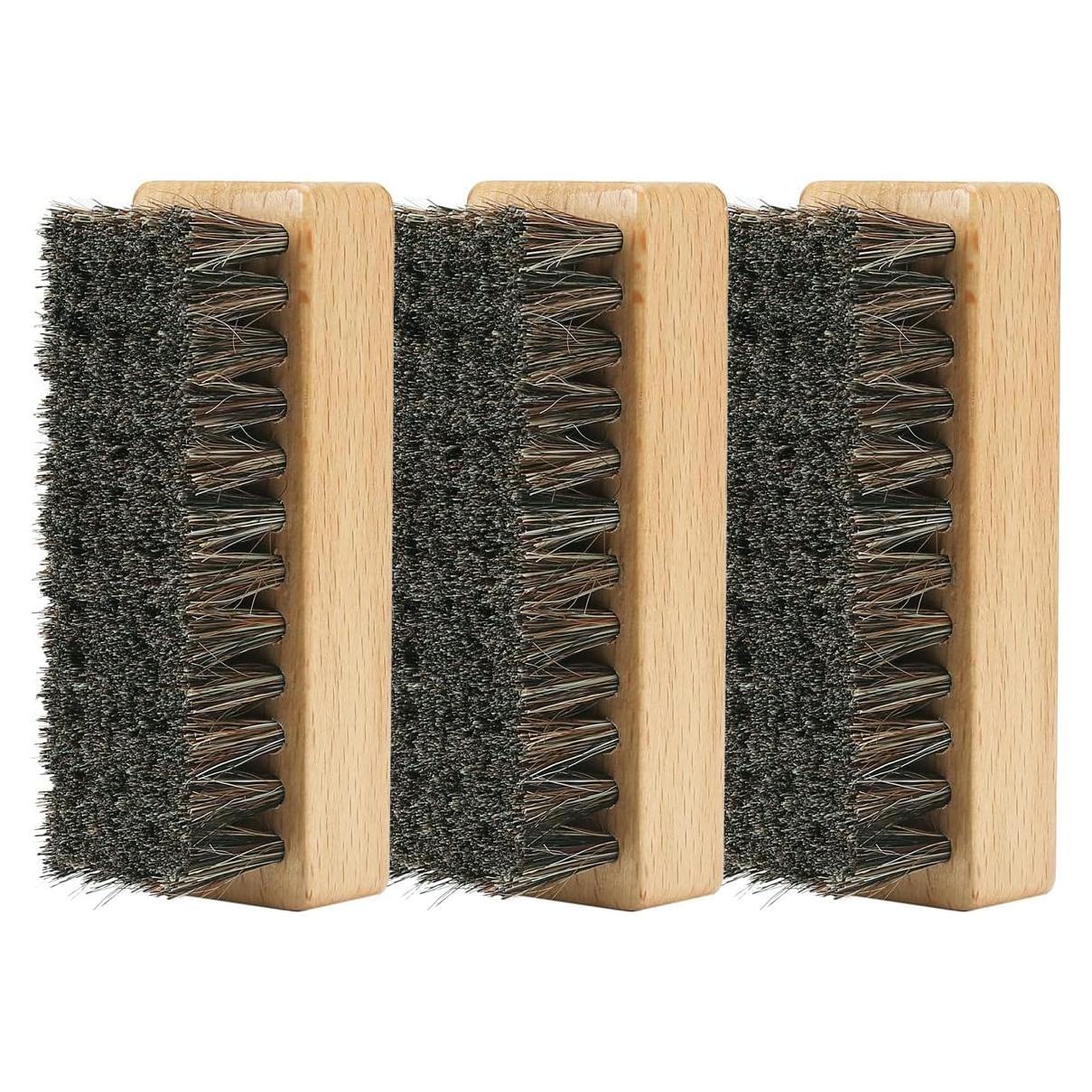 Juego de 3 Cepillos para Zapatos SUPERWASH PLUS - Madera y Crin de Caballo