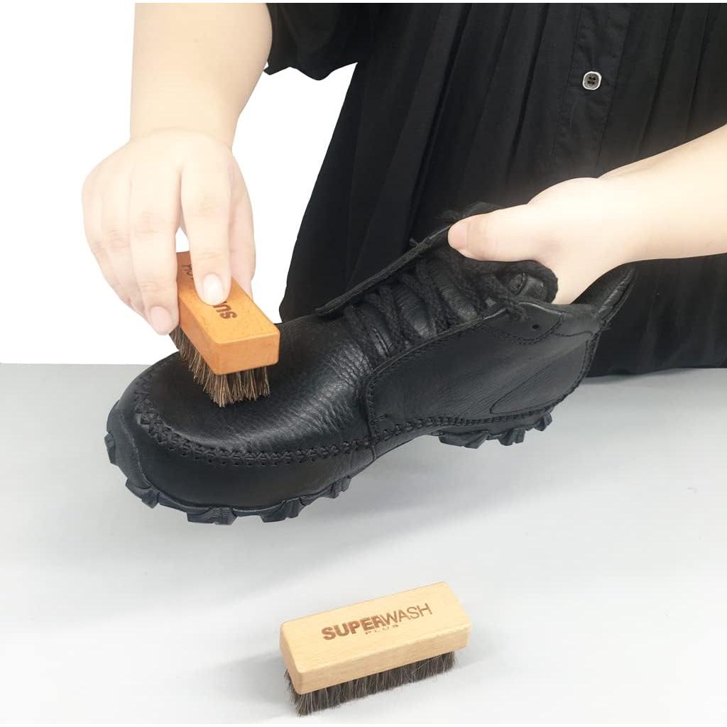 Juego de 3 Cepillos para Zapatos SUPERWASH PLUS - Madera y Crin de Caballo