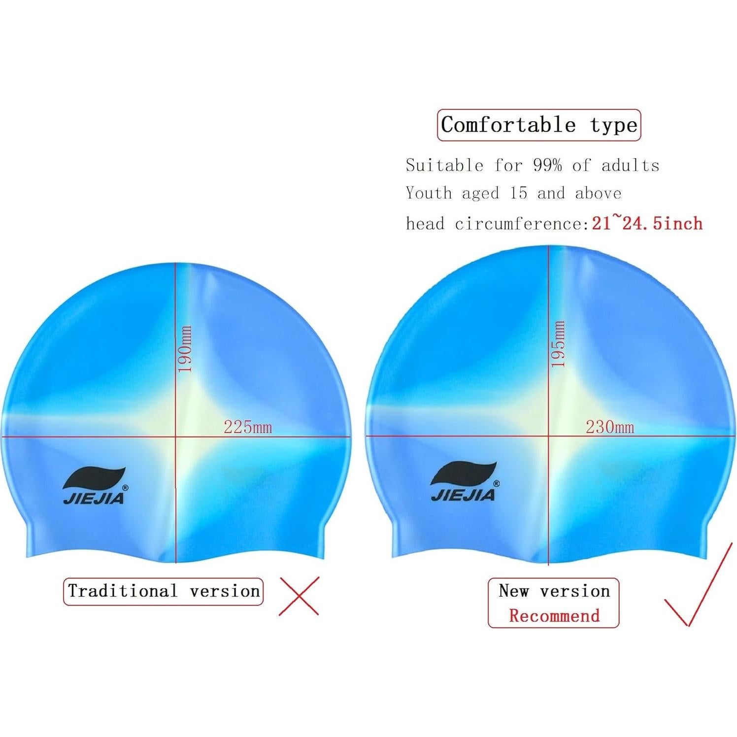 Gorro de natación de silicona JIEJIA unisex - Talla única