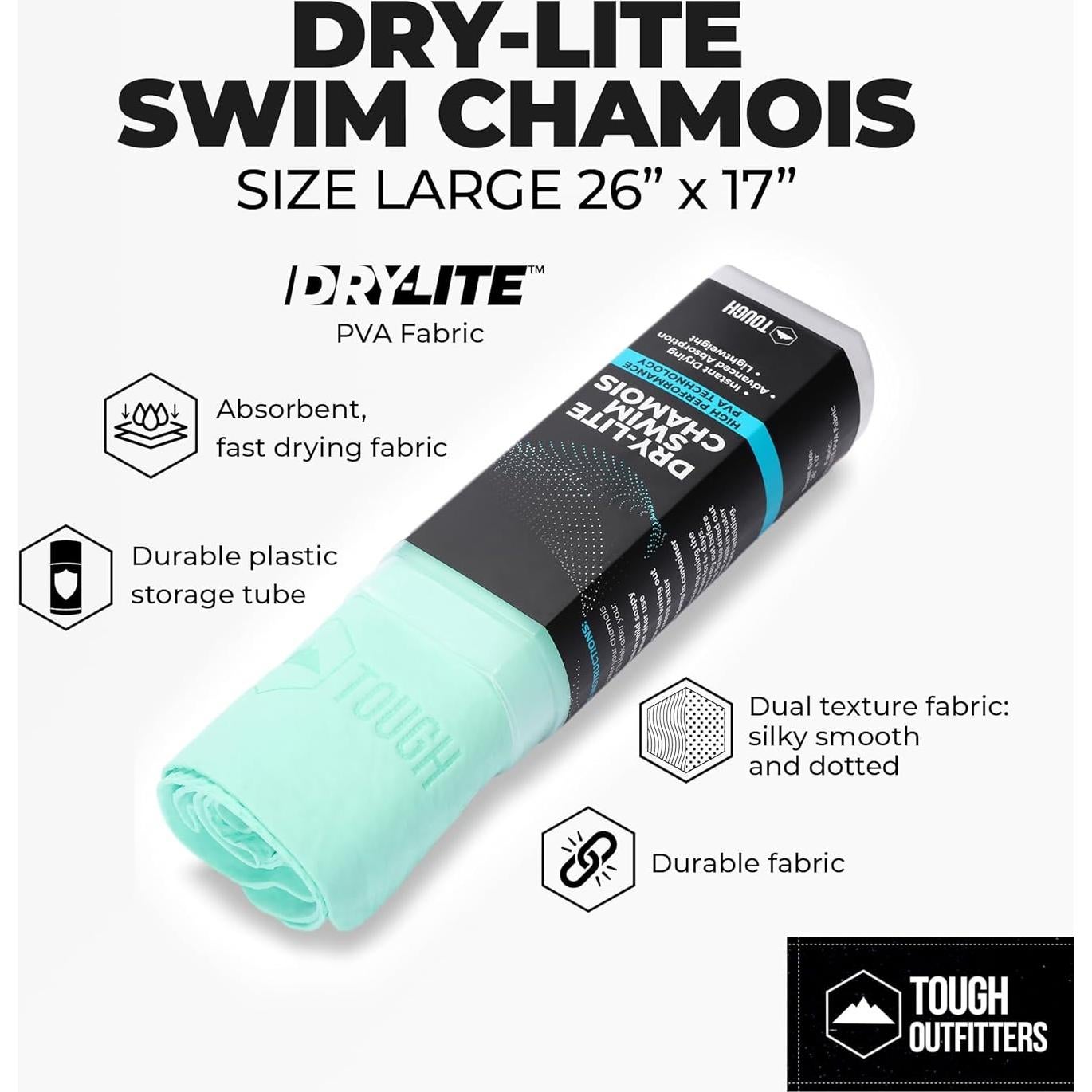 Toalla de Secado Rápido Tough Outdoors - Grande Aqua 66x43 cm