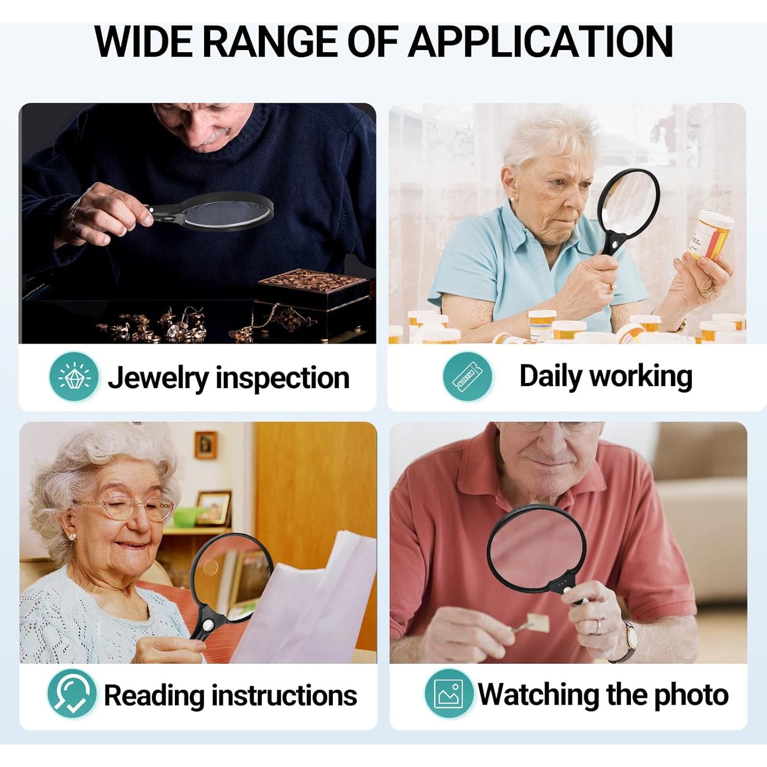 Lupa Grande FoCevN con Luz LED 40x - Lente Acrílico