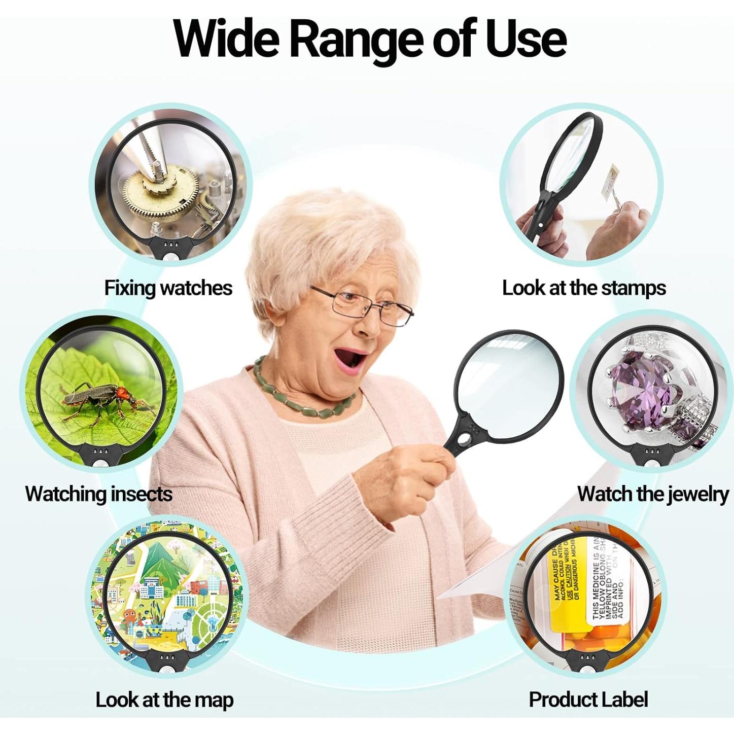 Lupa Grande FoCevN con Luz LED 40x - Lente Acrílico