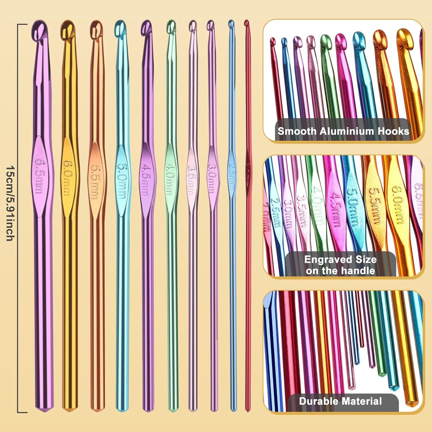 Kit de Crochet Aeelike 1000m Hilo Acrílico con Ganchos y Bolsa