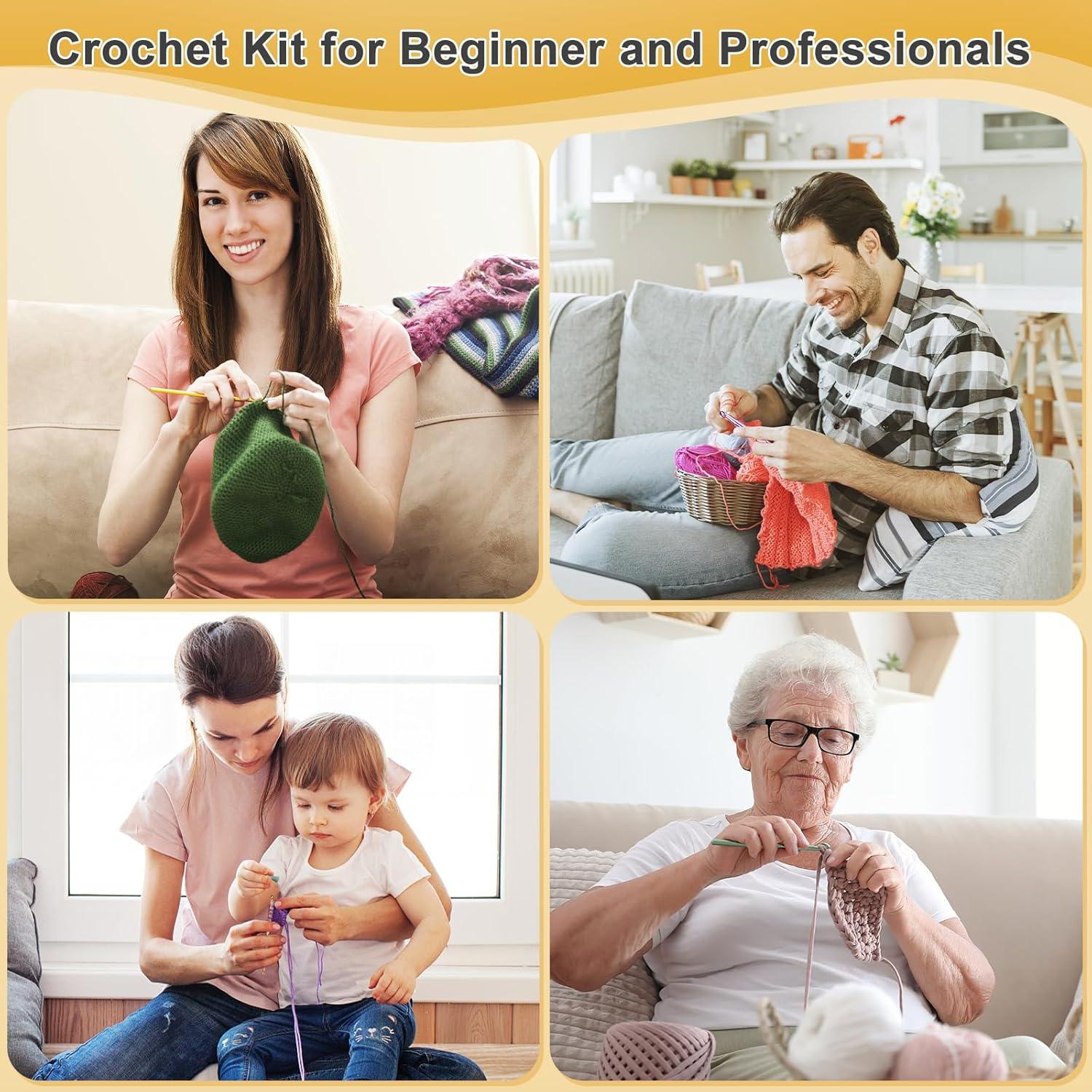 Kit de Crochet Aeelike 1000m Hilo Acrílico con Ganchos y Bolsa