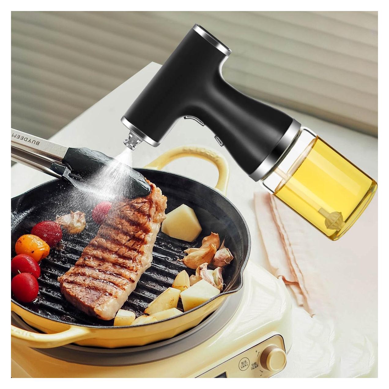 Dispensador de Aceite Eléctrico Kzalzaci 260ml 2-en-1 Negro