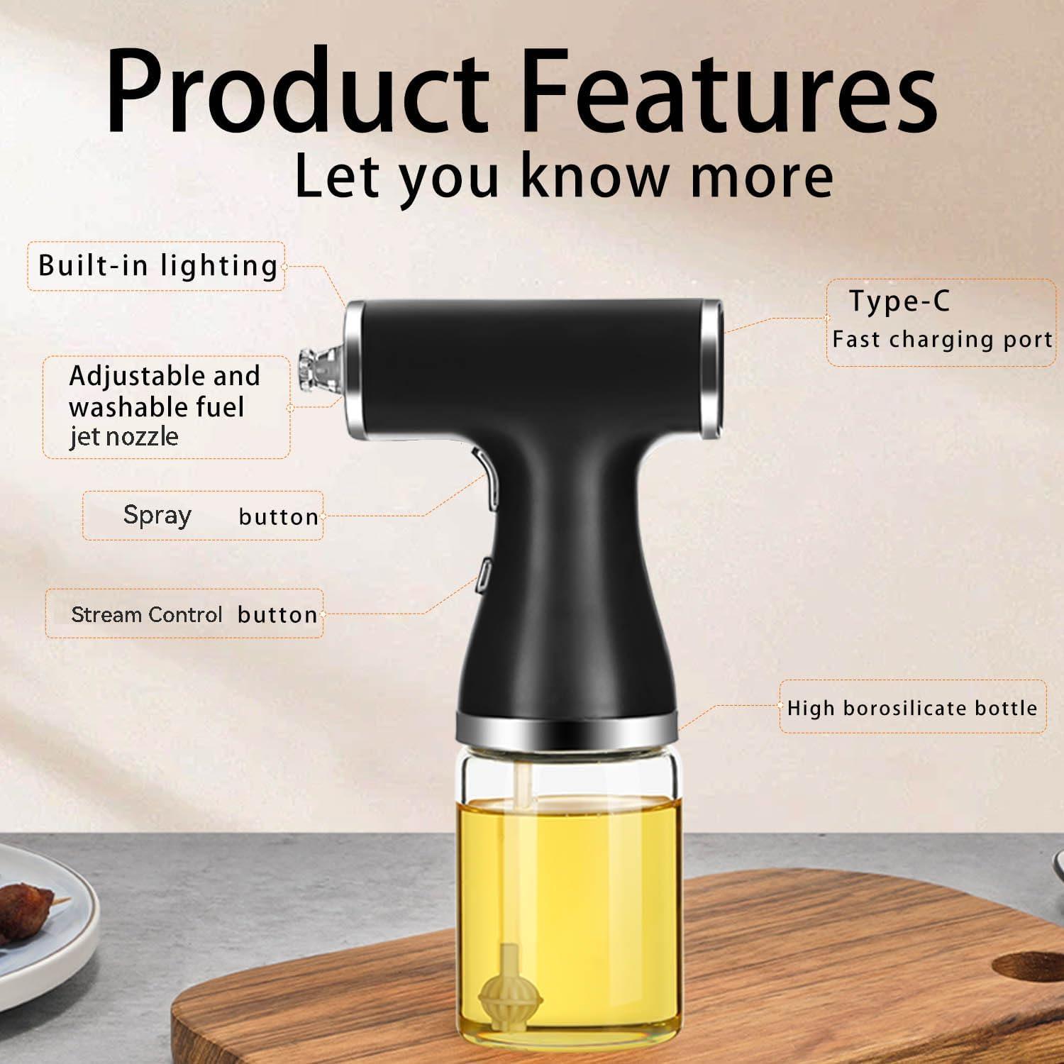 Dispensador de Aceite Eléctrico Kzalzaci 260ml 2-en-1 Negro