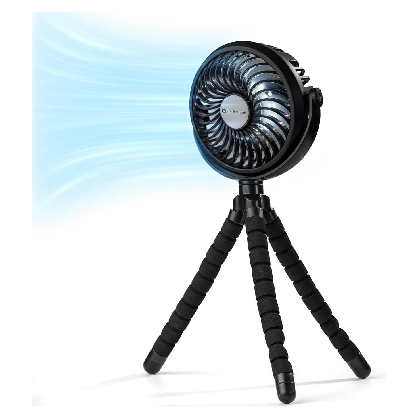Ventilador Portátil Recargable Comfort Zone MTD08-BLK 10cm 3 Velocidades