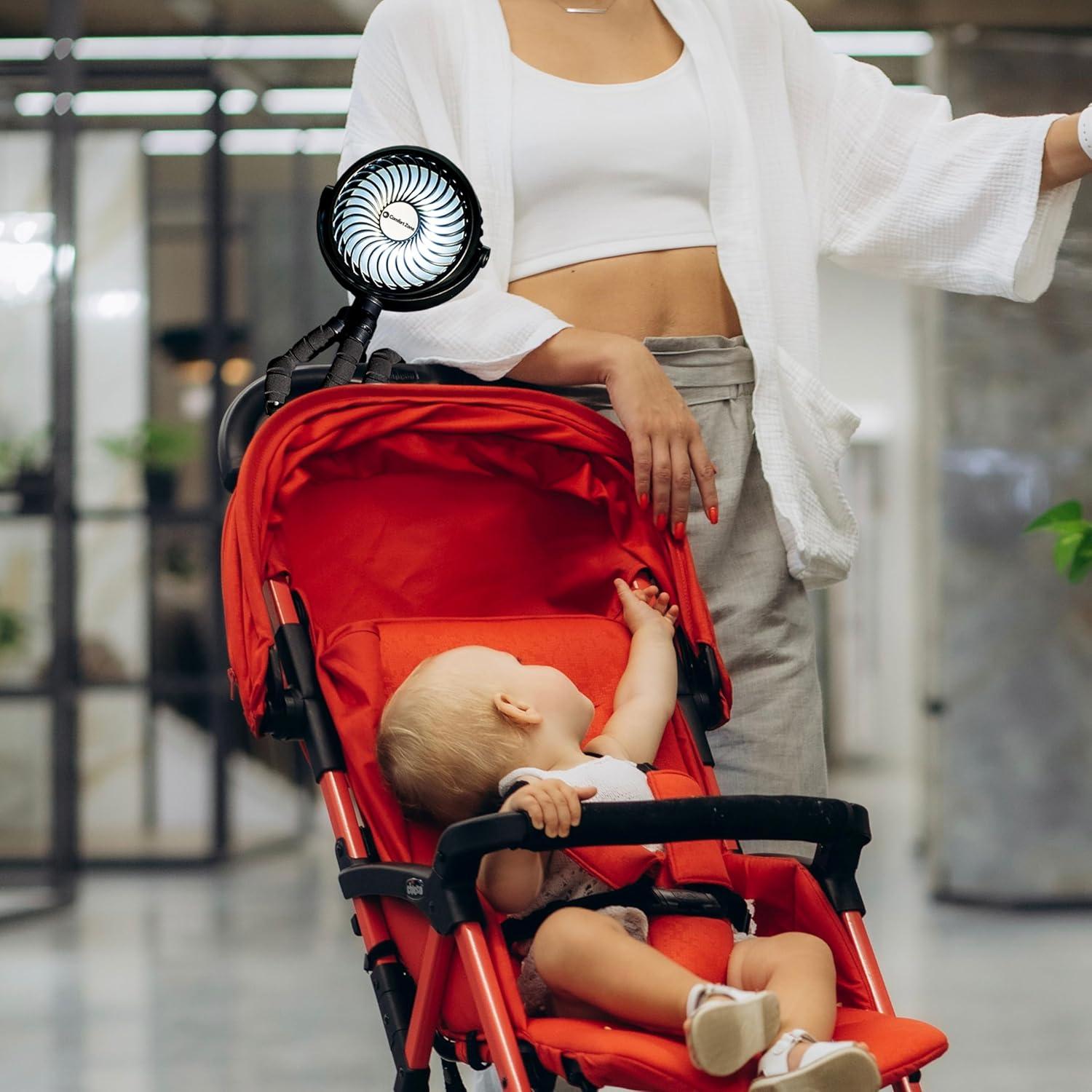 Ventilador Portátil Recargable Comfort Zone MTD08-BLK 10cm 3 Velocidades