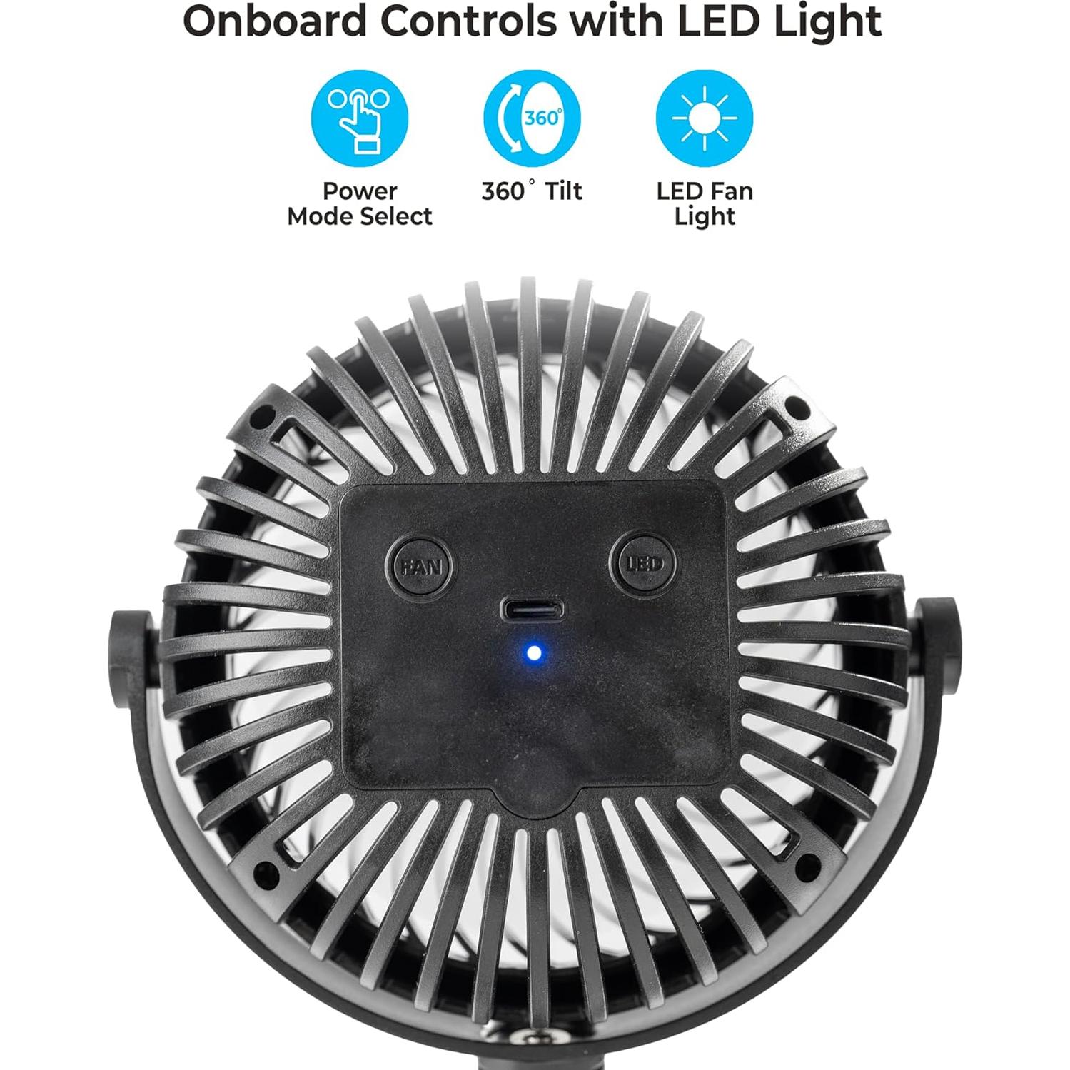 Ventilador Portátil Recargable Comfort Zone MTD08-BLK 10cm 3 Velocidades