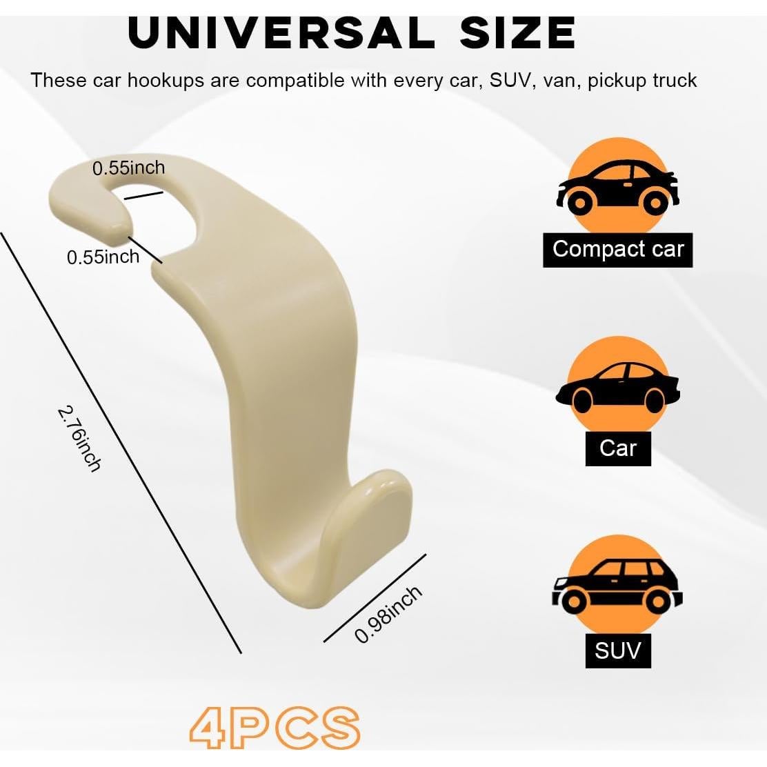 Gancho de Reposacabezas para Asiento de Coche Povtii 4PCS Beige