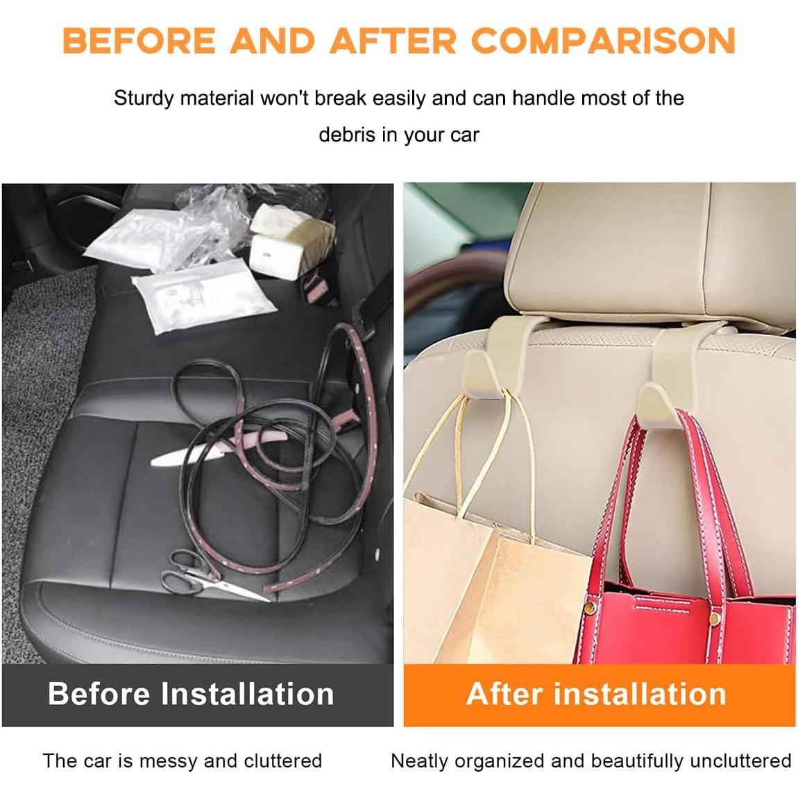 Gancho de Reposacabezas para Asiento de Coche Povtii 4PCS Beige