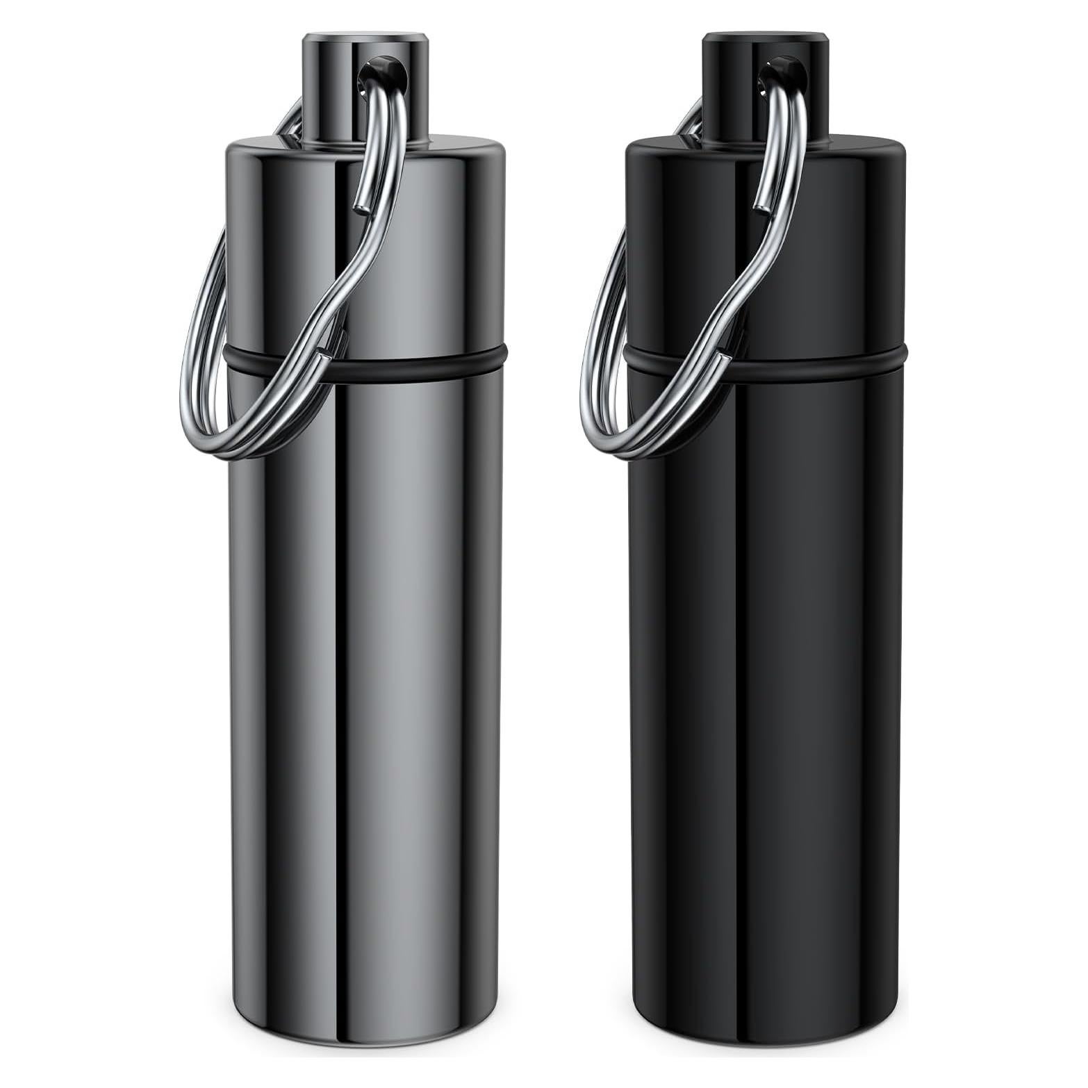 Caja de Pastillas Portátil TecQach - 2 Paquetes, Metal, Gris/Negro