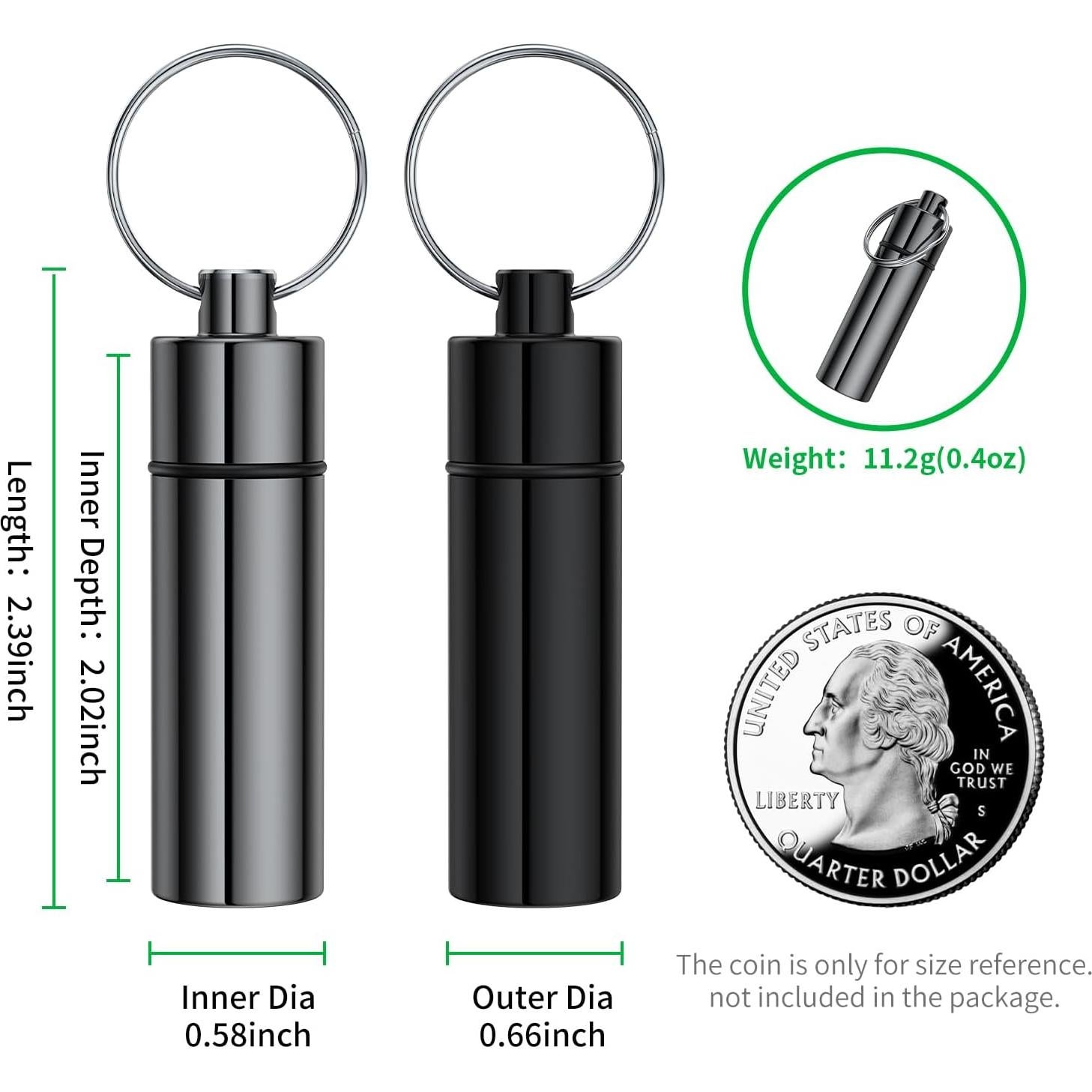 Caja de Pastillas Portátil TecQach - 2 Paquetes, Metal, Gris/Negro