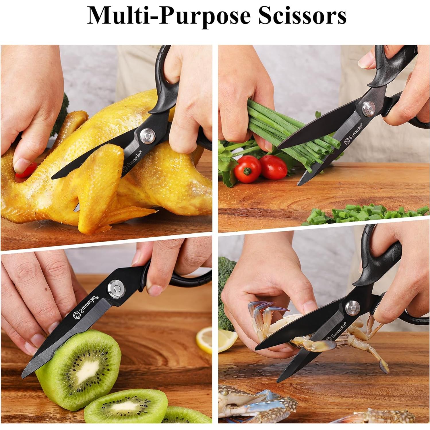 Tijeras de Cocina Sunnecko 20.32 cm Titanio Negro Alta Resistencia