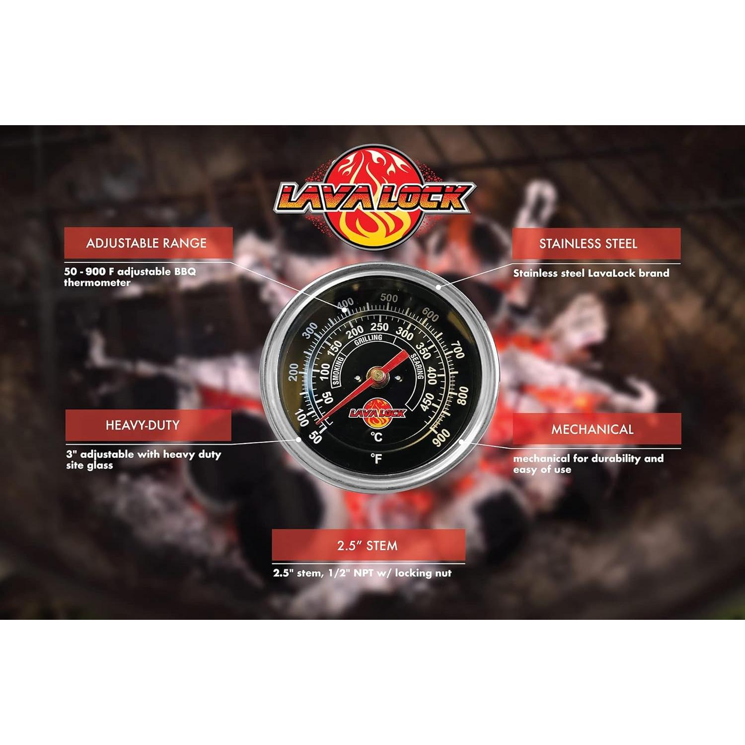 Termómetro de Barbacoa Black Face 2" con Vástago 3" M8