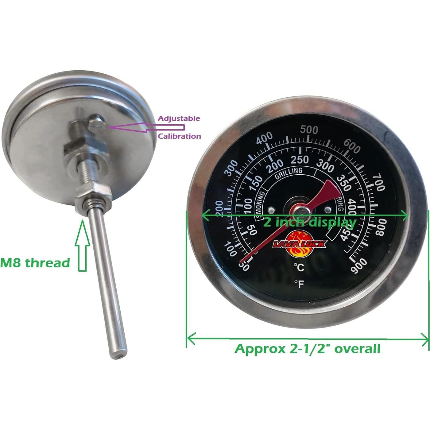 Termómetro de Barbacoa Black Face 2" con Vástago 3" M8