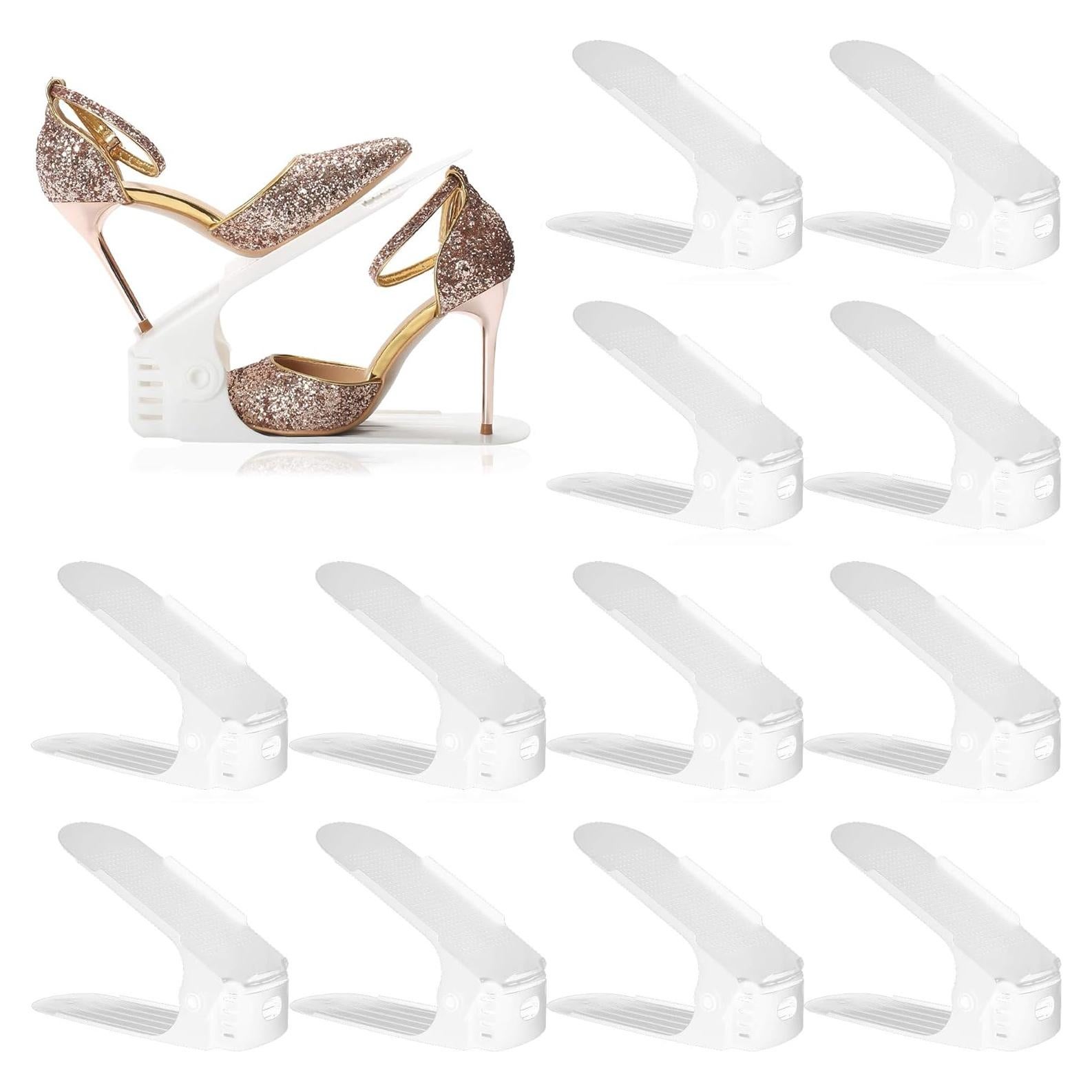 Organizador de Zapatos RISETEX Ajustable Doble Nivel Blanco