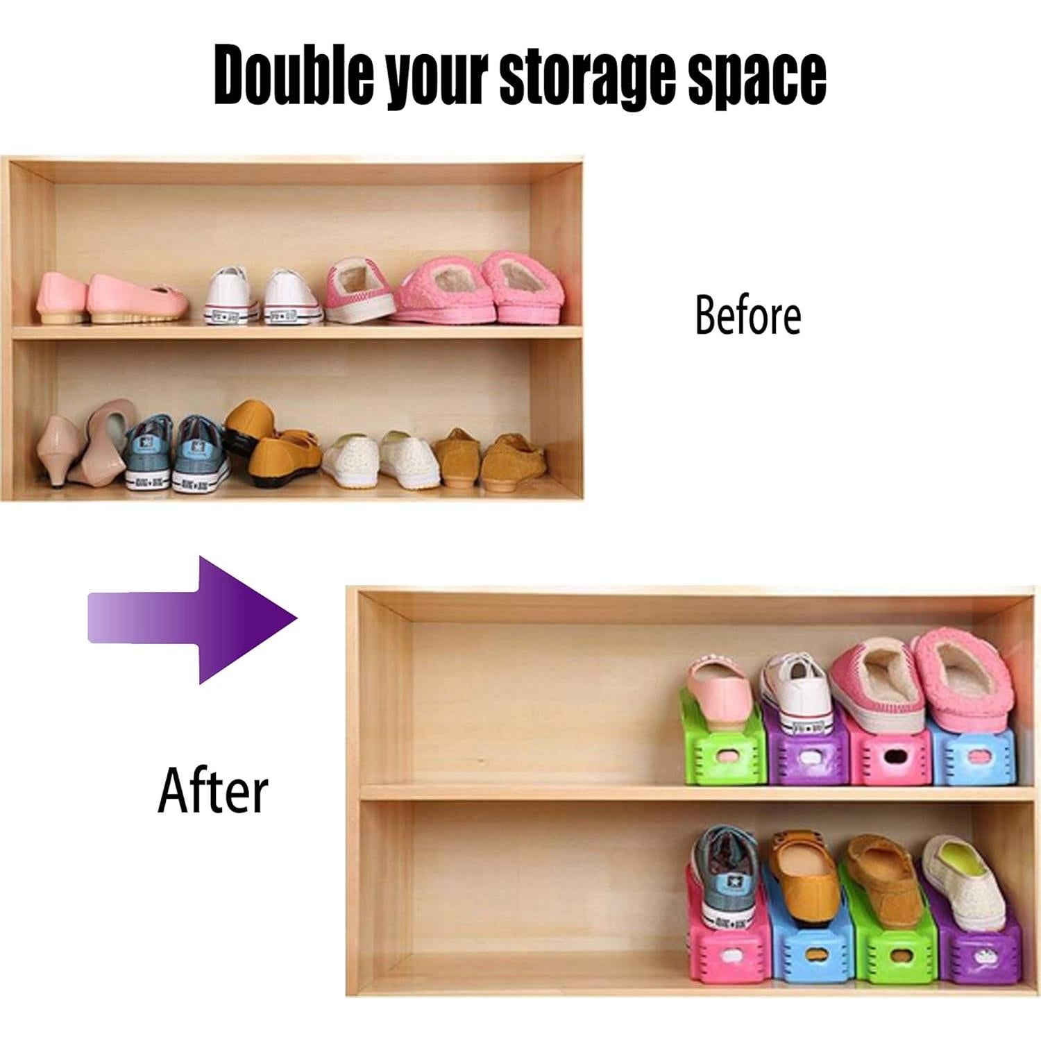 Organizador de Zapatos RISETEX Ajustable Doble Nivel Blanco