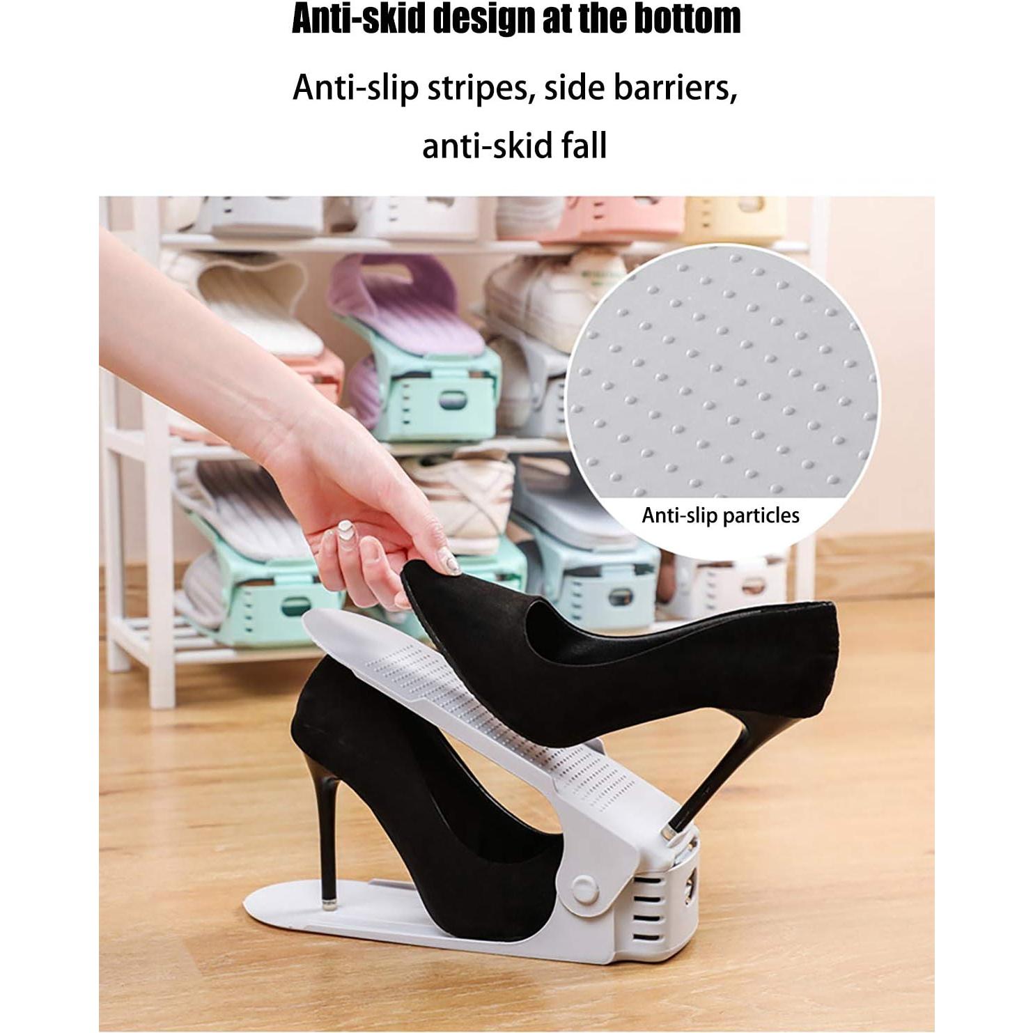 Organizador de Zapatos RISETEX Ajustable Doble Nivel Blanco