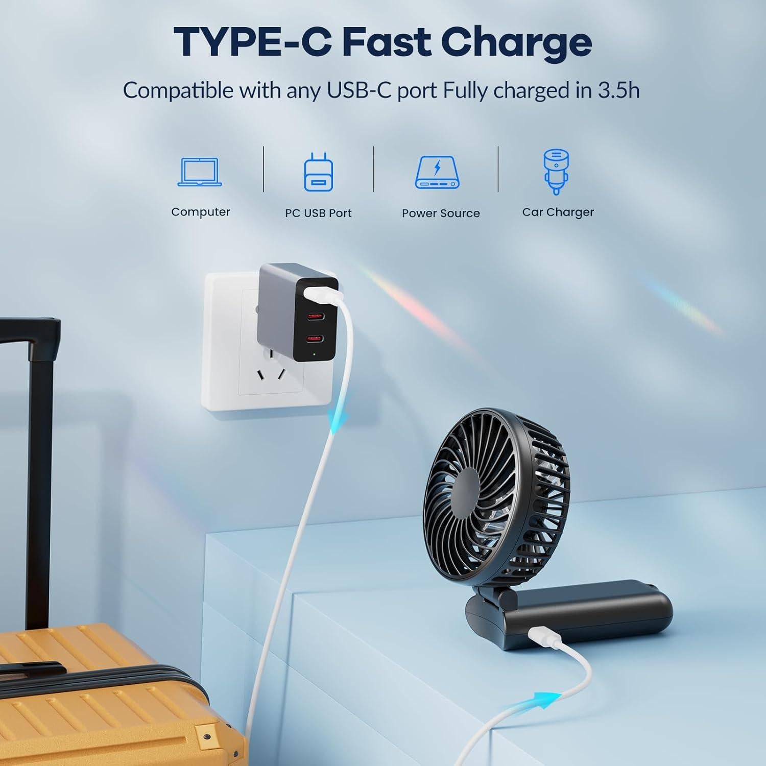 Ventilador de Mano Portátil HandFan 5200mAh 5 Velocidades