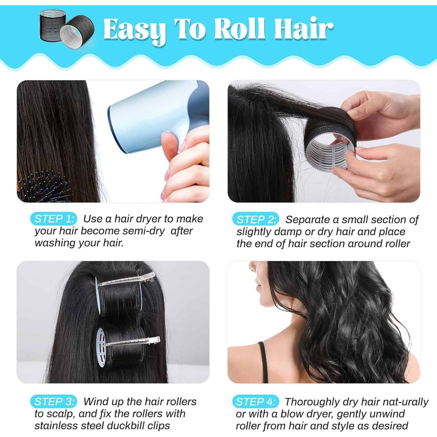 Rizadores de Cabello Jumbo Acejoz 12 Piezas con Clips Acero