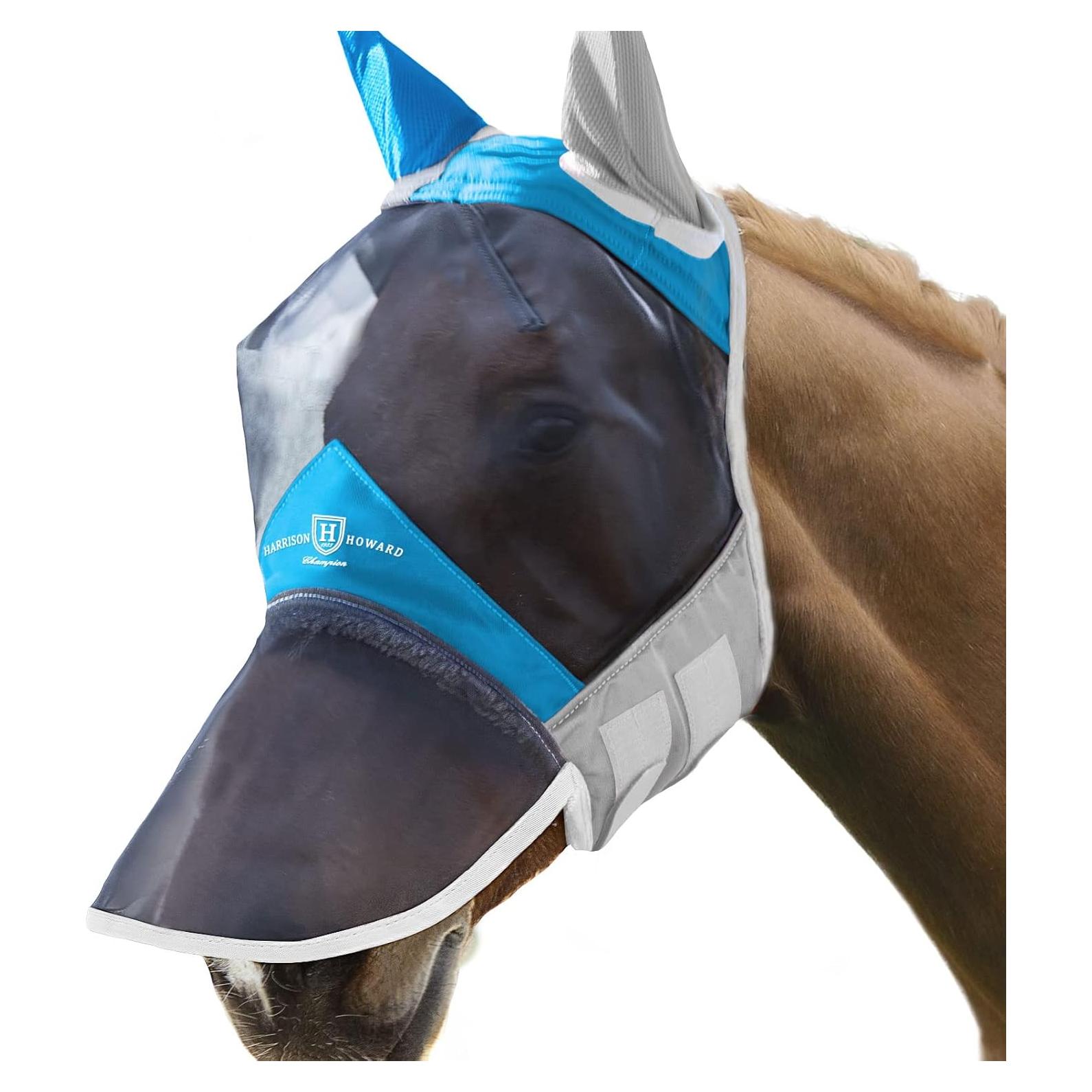 Máscara de Moscas para Caballo Harrison Howard L Azul Claro/Plata