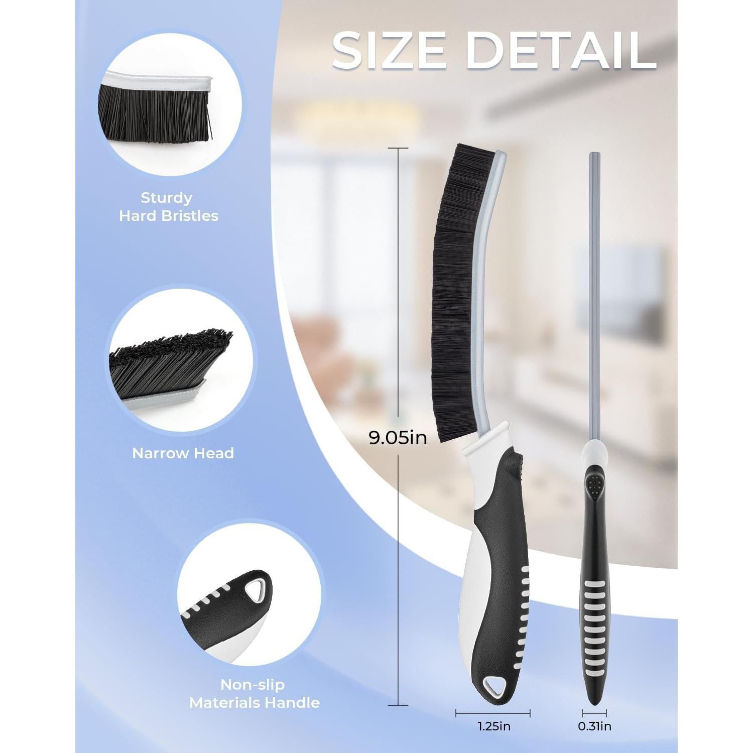 Cepillos de limpieza de ranuras CLEANGOR, 3 unidades, negro