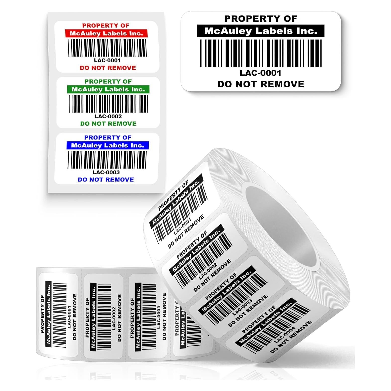 Etiquetas de Activos McAuley - Código de Barras 3.81x1.91 cm