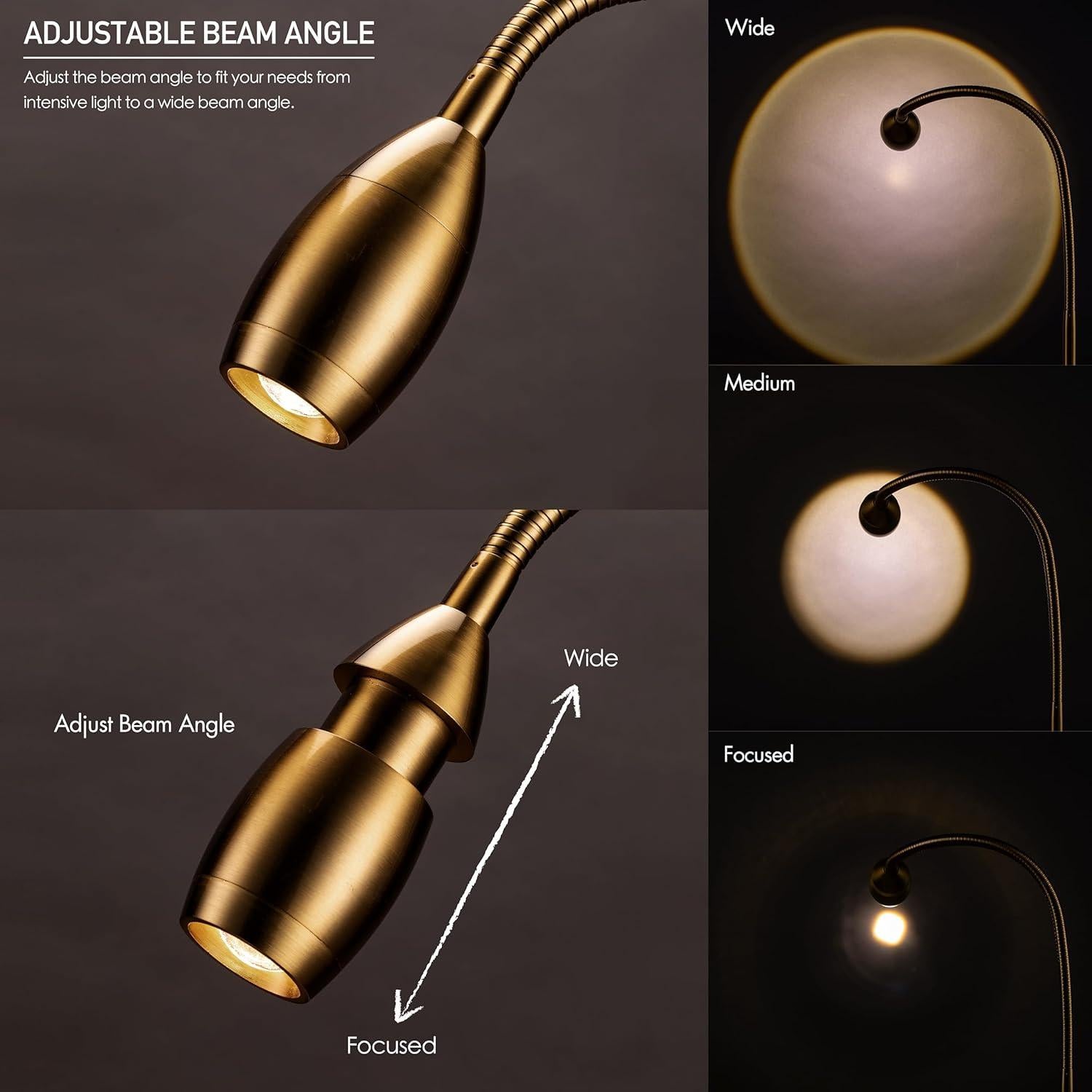 Lámpara Clip-on LED O'Bright 4000K Flexible Latón Antiguo