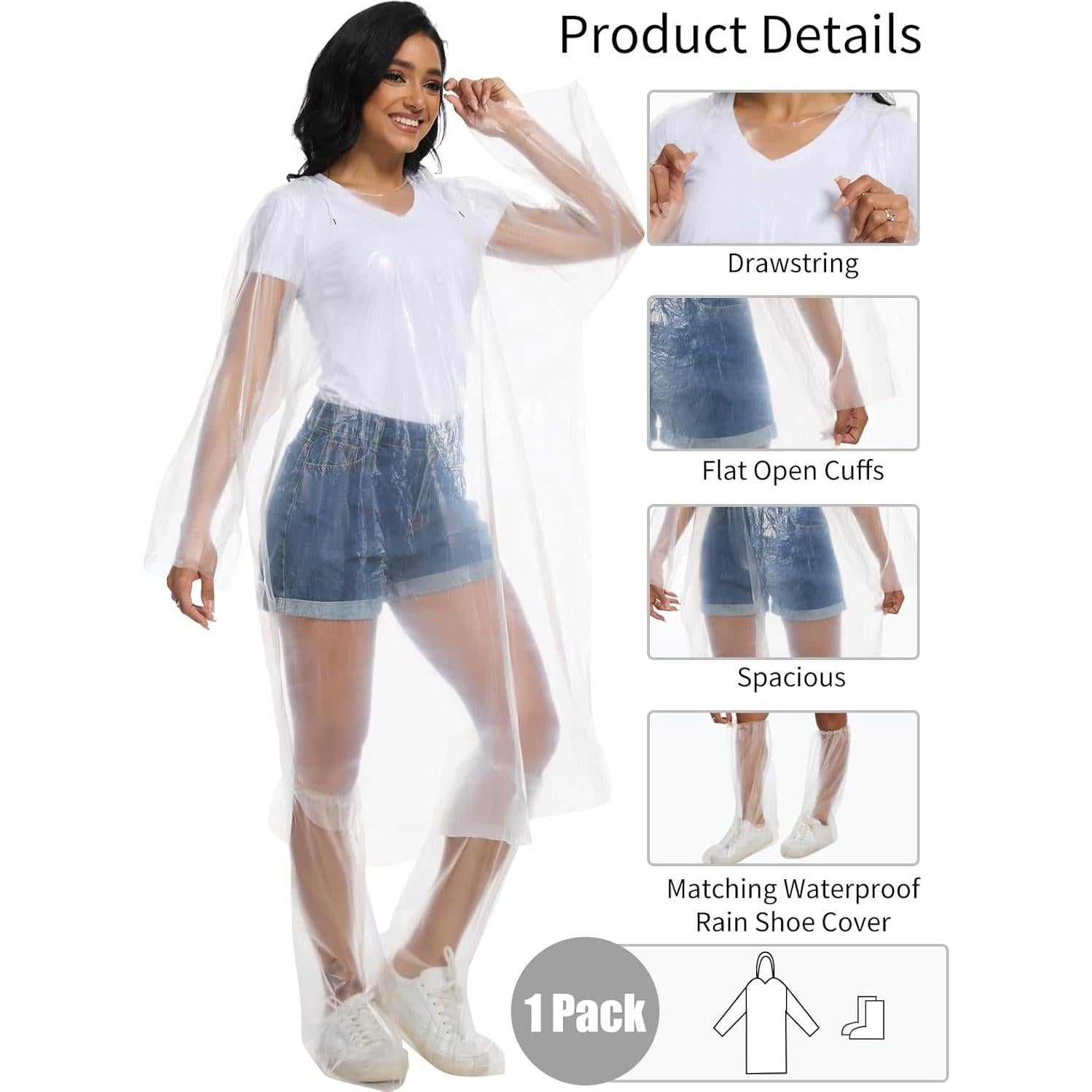 Ponchos Desechables BATHRINS para Lluvia Adultos - 3 Piezas