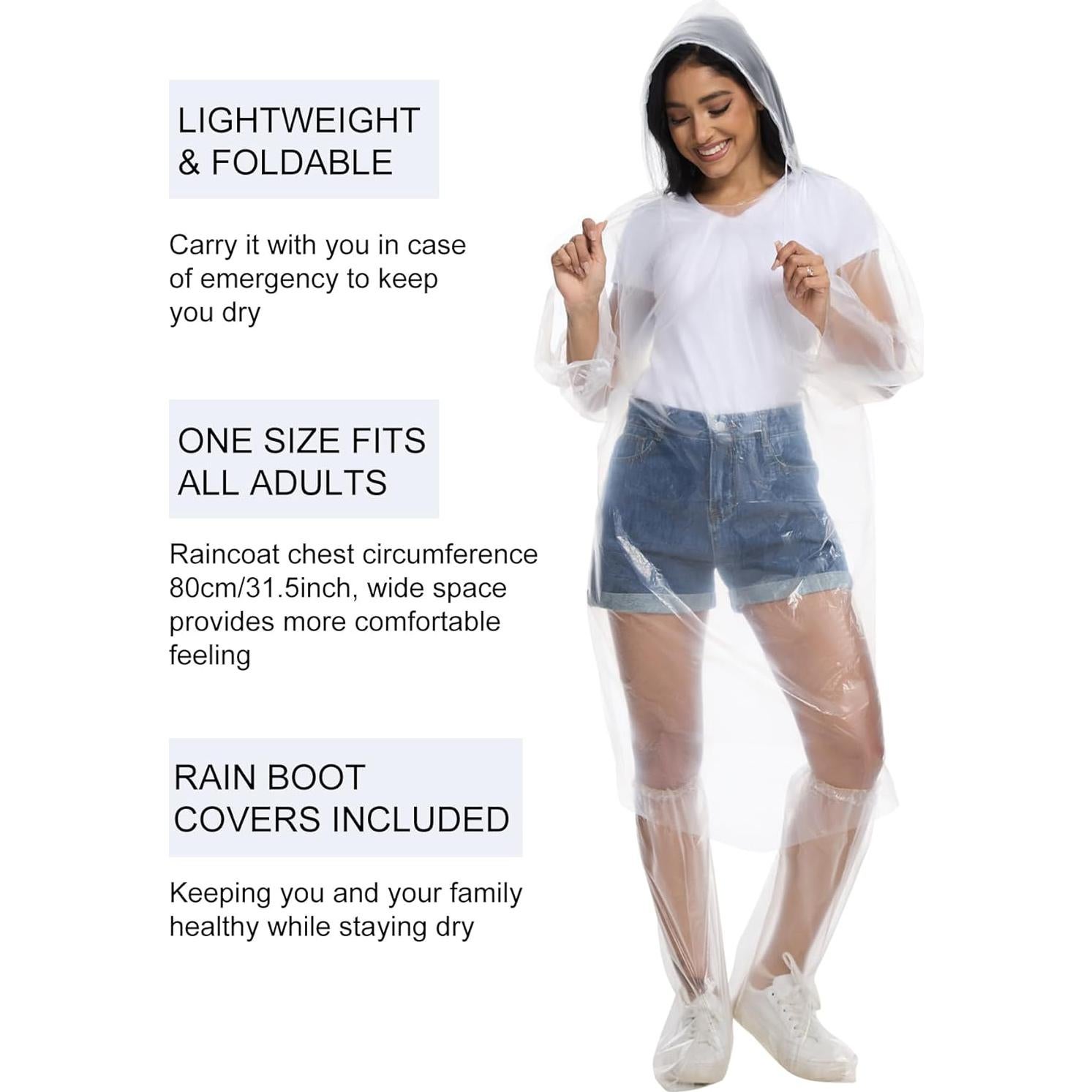 Ponchos Desechables BATHRINS para Lluvia Adultos - 3 Piezas